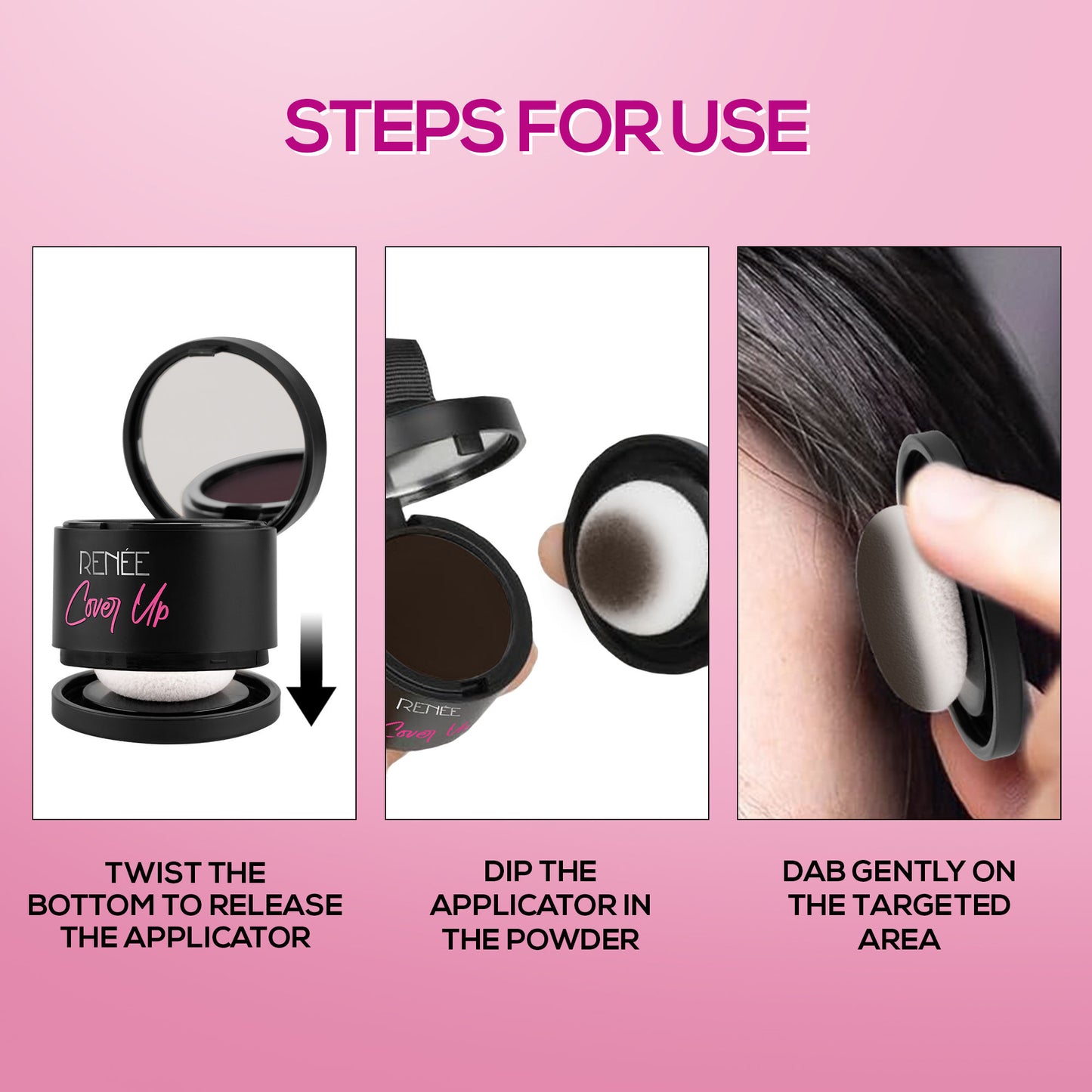 RENEE Cover-Up Hair Powder For Men & Women, For Instant Grey Hair Coverage & Root Touch-Up - Brown