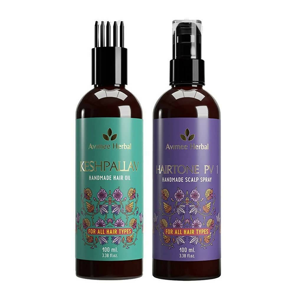 Avimee Herbal Keshpallav Hair Oil & Hairtone PV 1 Scalp Spray Combo - Indyancart
