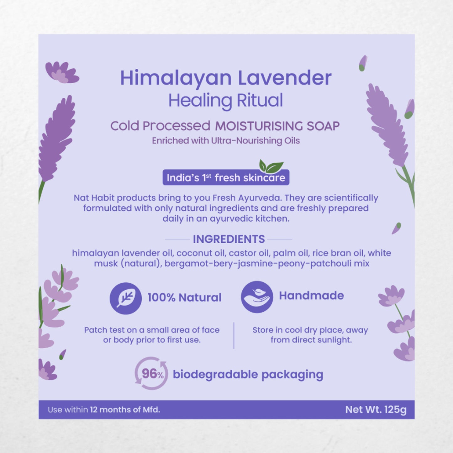 Nat Habit Cold Processed Himalayan Lavender Moisturising Soap - Pack of 6