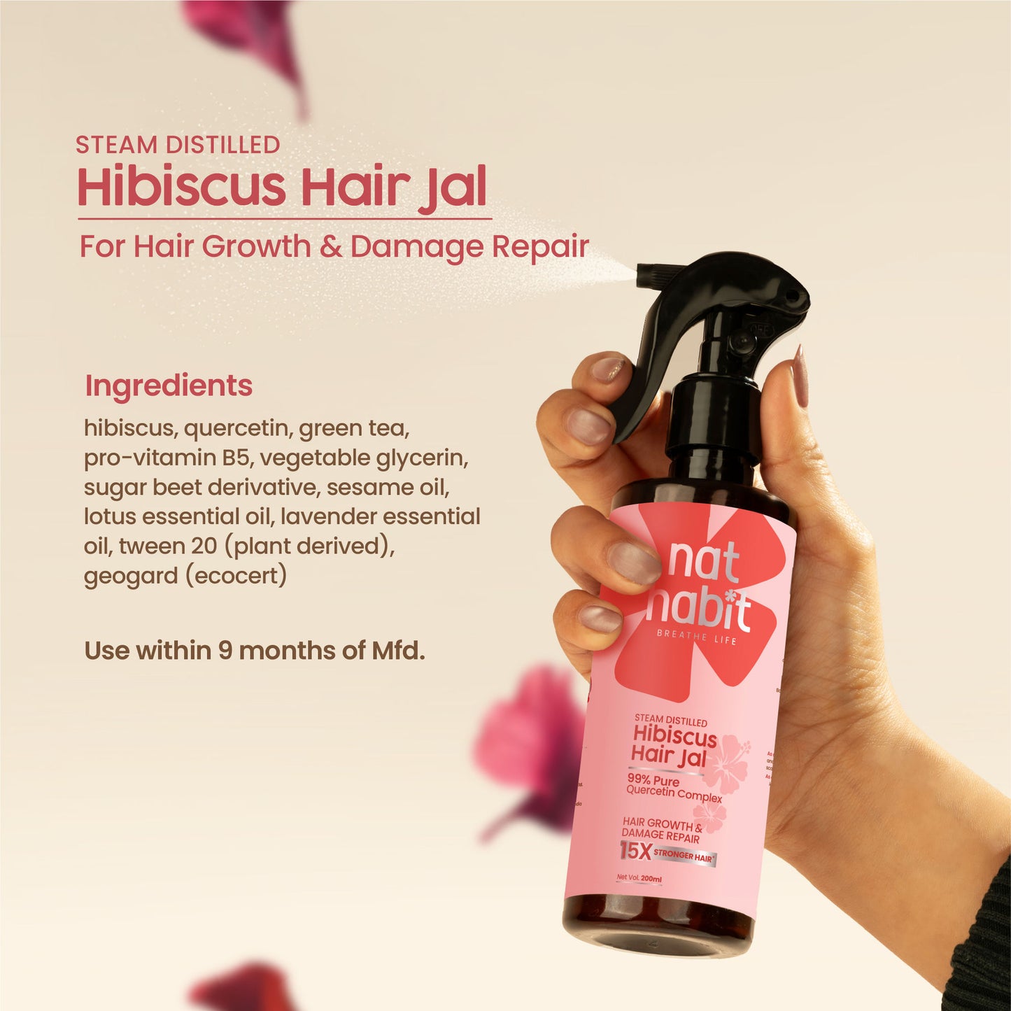 Nat Habit Hibiscus Nourishing Hair Jal Spray for Hair Growth & Damage Repair