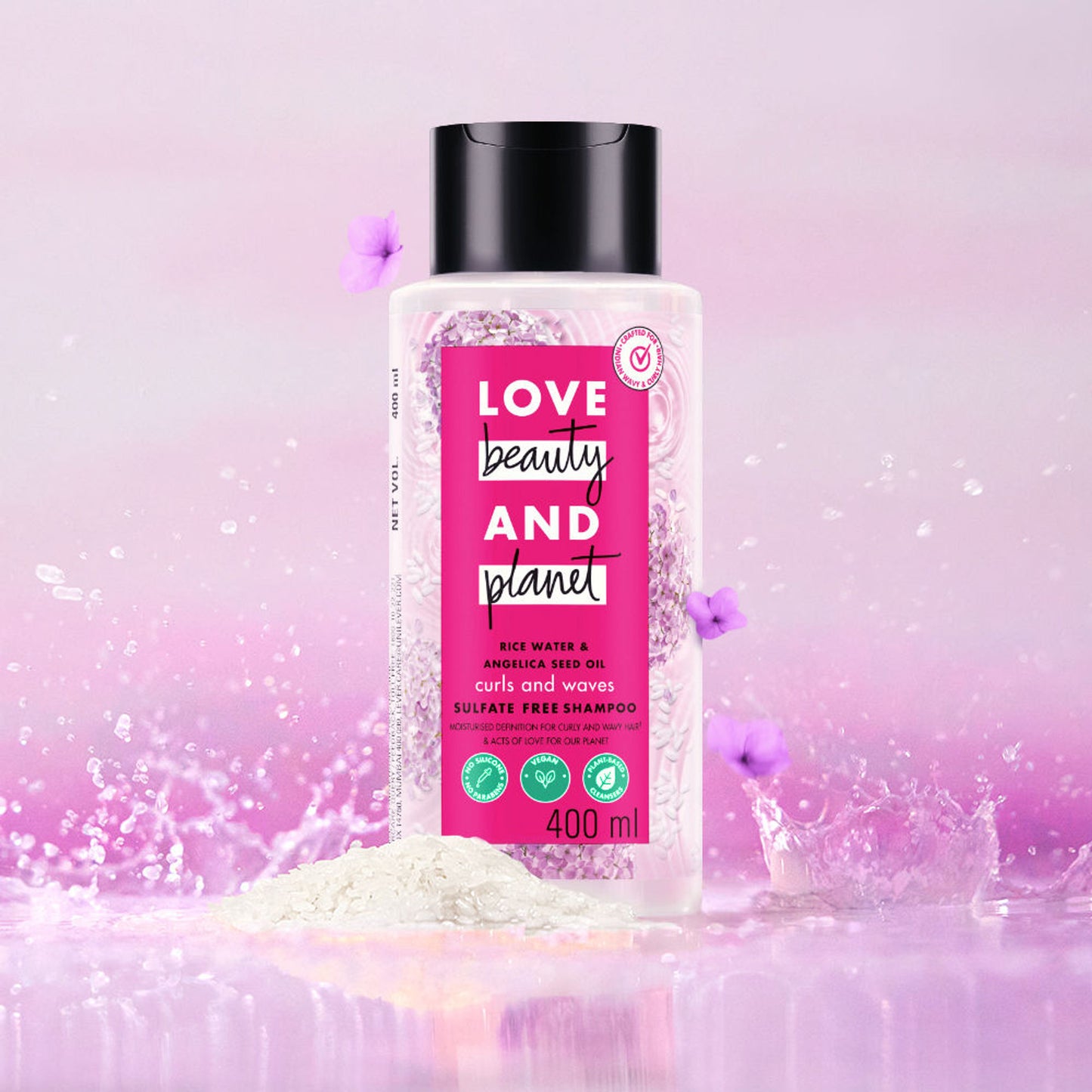 Love Beauty & Planet Rice Water & Angelica Seed Oil Shampoo For Frizz Free Curly & Wavy Hair