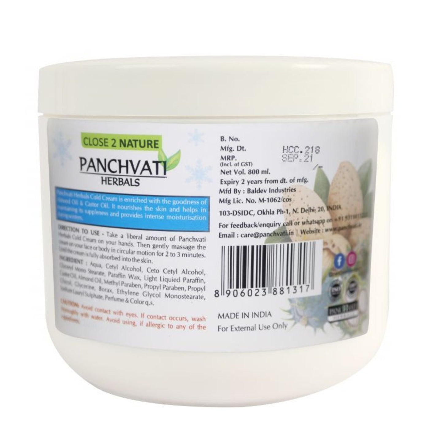 Panchvati Herbals Cold Cream for Deep Nourishment Healthy & Balanced Skin