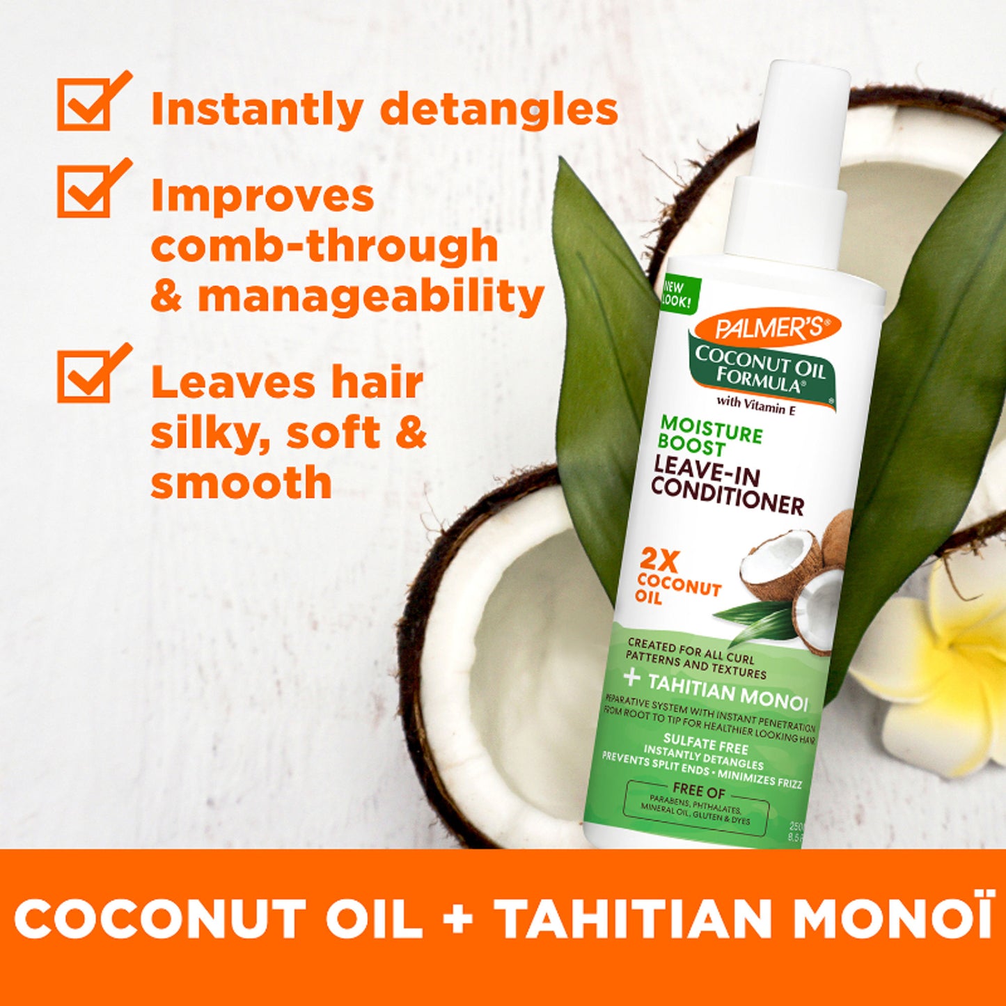 Palmer’S Coconut Oil Leave-In Conditioner For Moisture Boost & Minimized Frizz, Free Of Sulfates