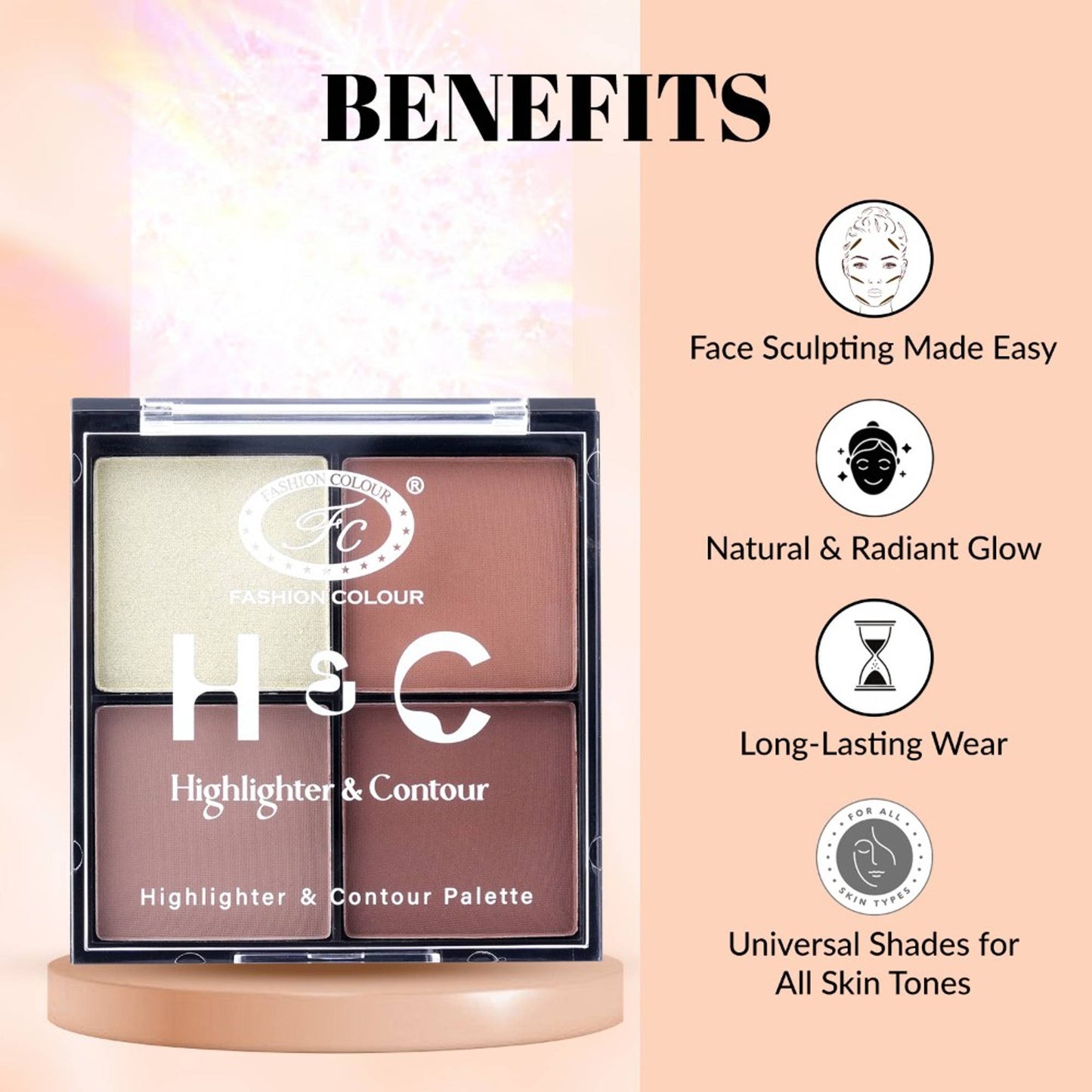 FASHION COLOUR H & C Highlighter & Contour Palette Radiant Glow - Shade 01