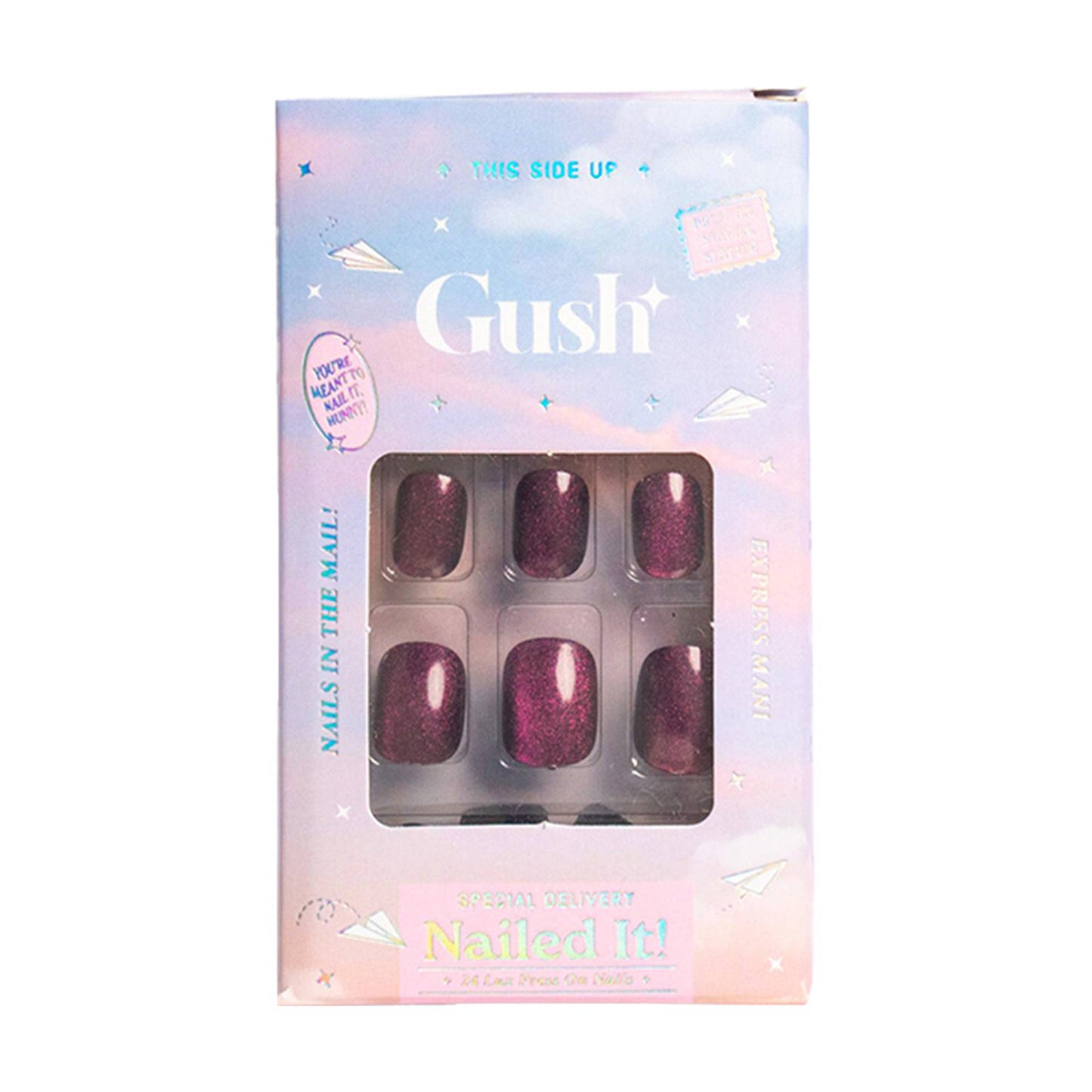 Gush Beauty Nailed It Reusable Luxury Press On Nails With Application Kit - Ruby Cat Eye