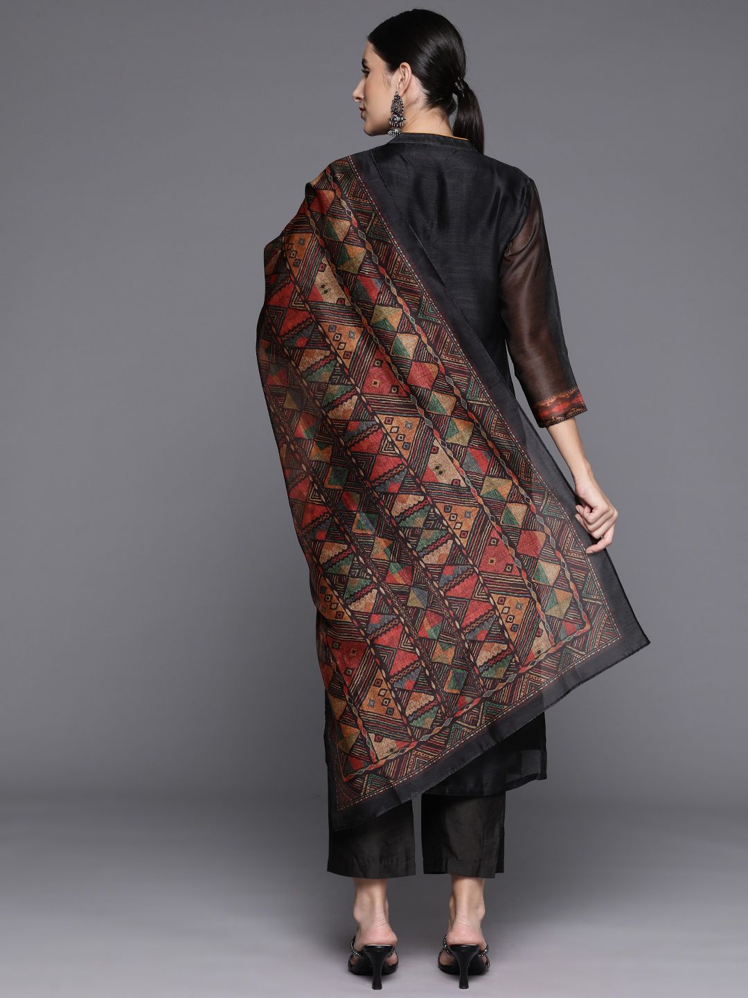 Dhiyona VA Women's Printed Regular Chanderi Silk Kurta with Trousers & Dupatta