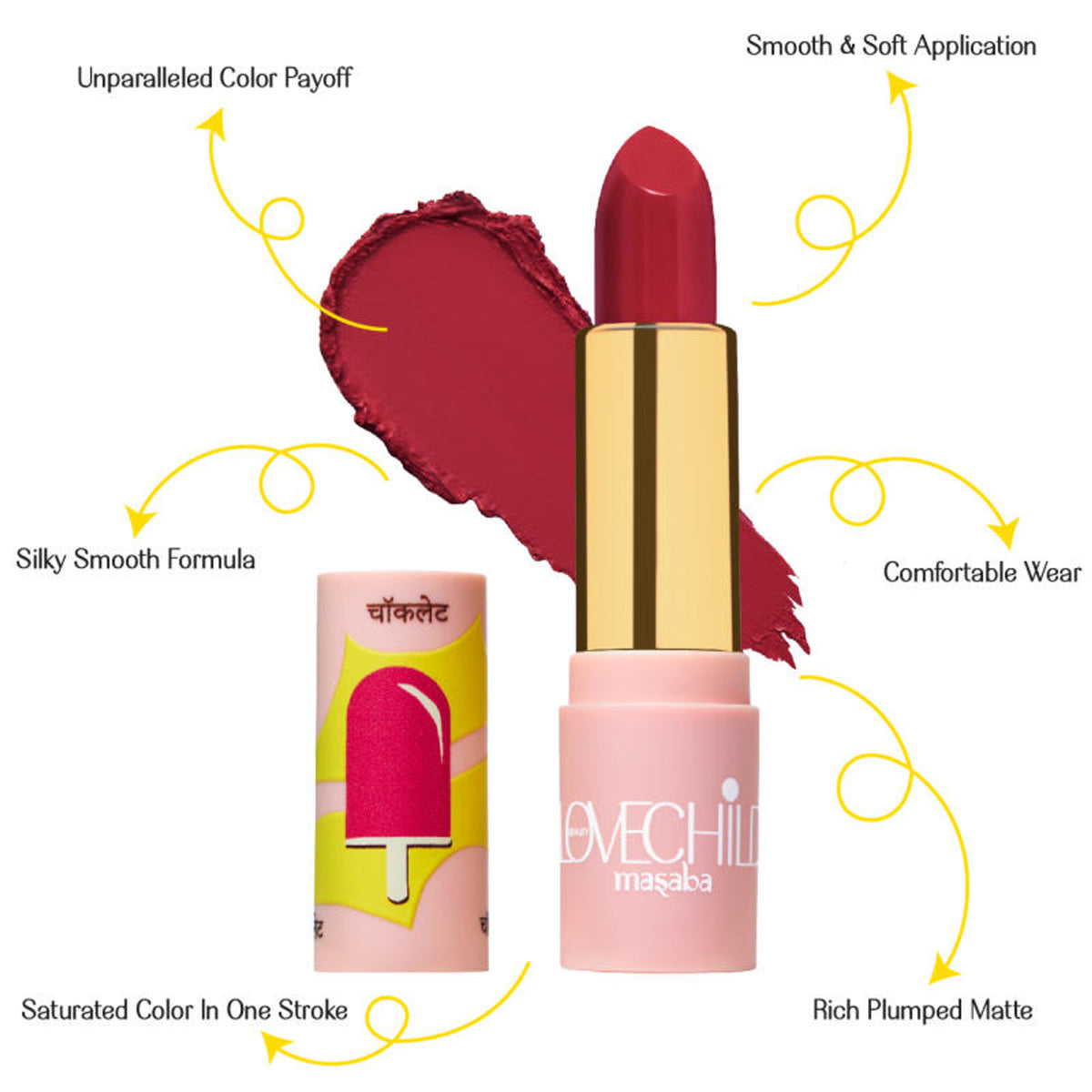 LoveChild Masaba Luxe-matte Lipstick in shade 07 Hot-pop, vibrant coral lipstick with a smooth matte finish.