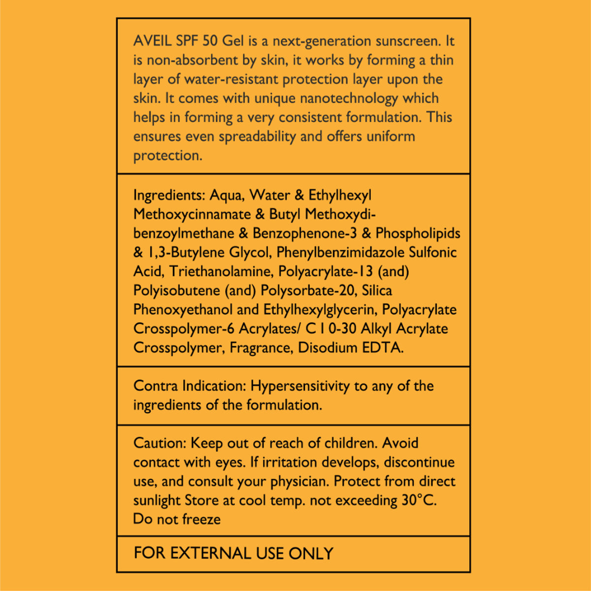 AVEIL SPF 50 Gel Sunscreen