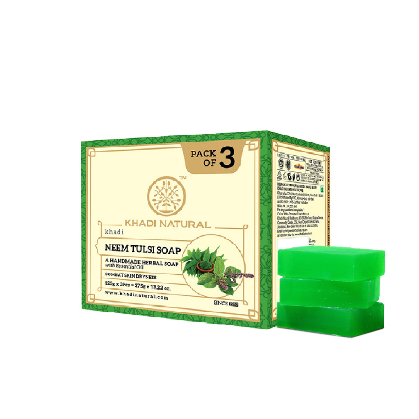 Khadi Natural Aloe Vera Soap for Skin Hydration, Cooling and Daily Nourishment Pack of 3