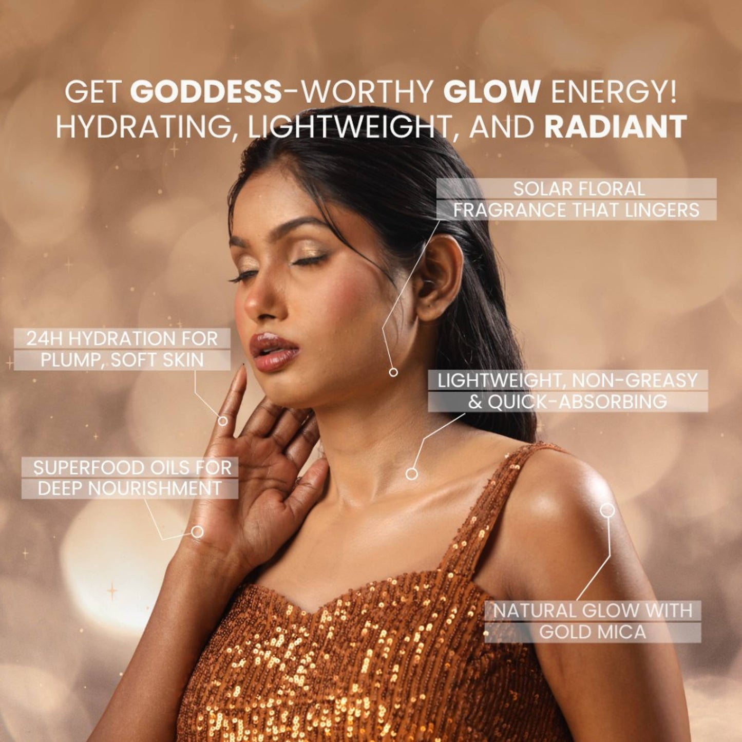 SUROSKIE Glow Drip Shimmer For Radiant & Luminous Skin - Gold
