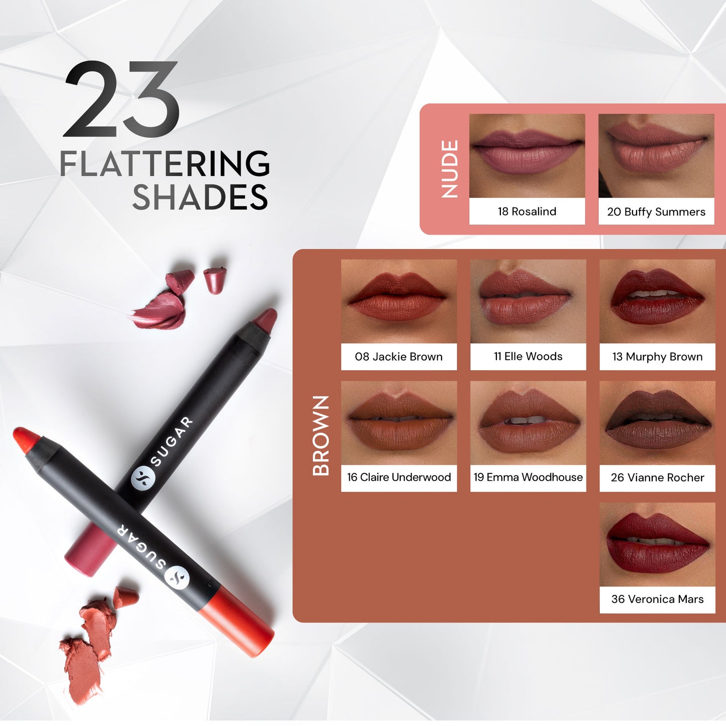 SUGAR Matte As Hell Crayon Lipstick, 12Hr Matte, with Sharpener - 16 Claire Underwood