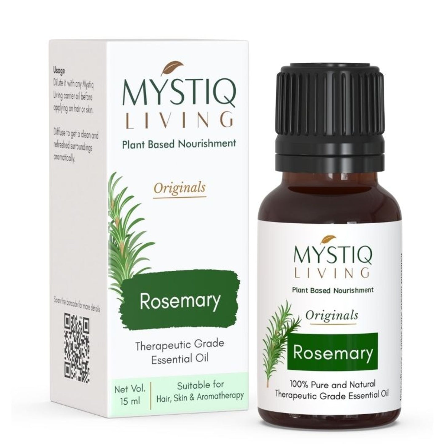 Mystiq Living Rosemary Essential Oil for Hair Growth Shots, Face & Dandruff