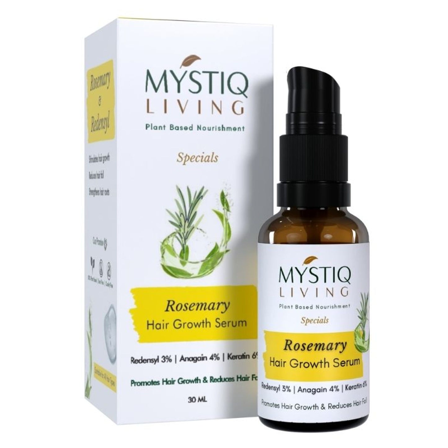 Mystiq Living Rosemary Hair Growth Serum For Scalp With Redensyl Keratin For Men & Women