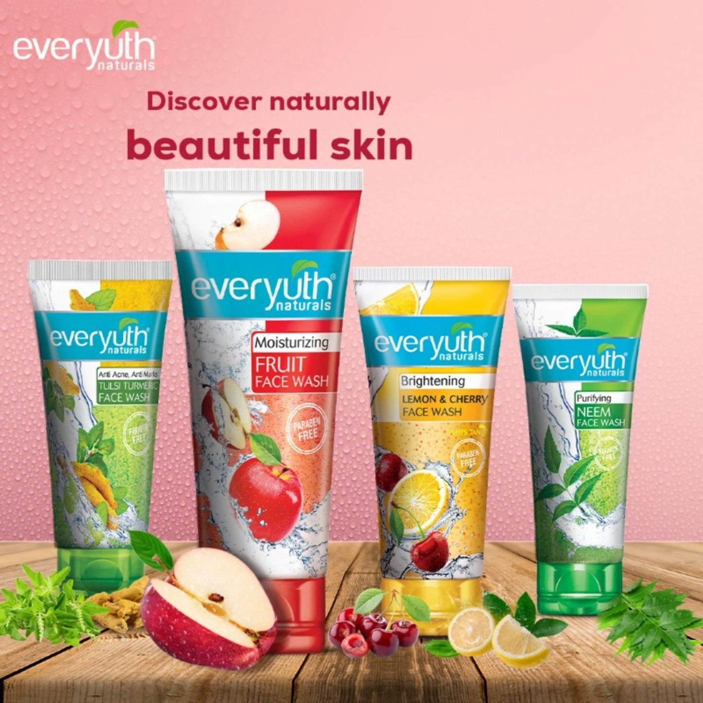Everyuth Naturals Moisturizing Fruit Face Wash With Apple Extracts, Paraben Free