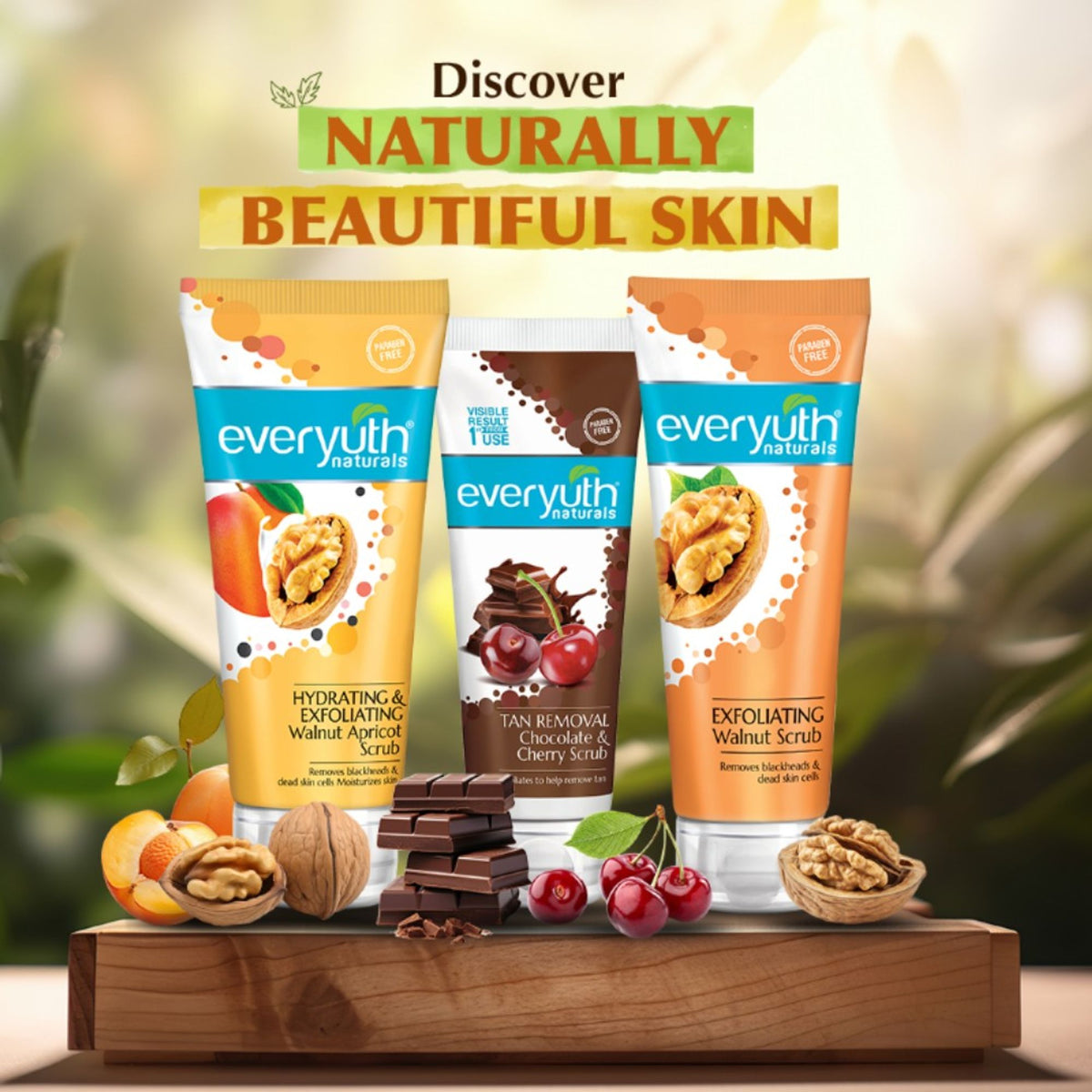Everyuth Naturals Hydrating & Exfoliating Walnut Apricot Scrub, Gentle Face Scrub