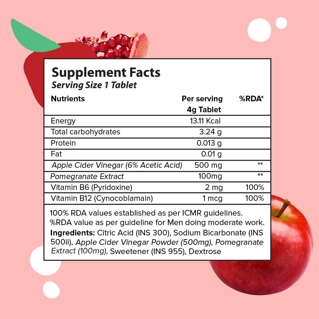 PLIX The Plant Fix Apple Cider Vinegar Effervescent Tablets with Mother - Apple - Indyancart
