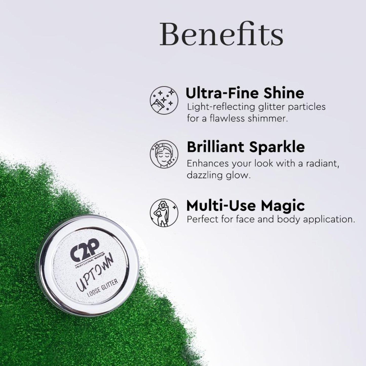 C2P Pro Sparkle Duo Glitter And Glue Kit - Dazzling Green