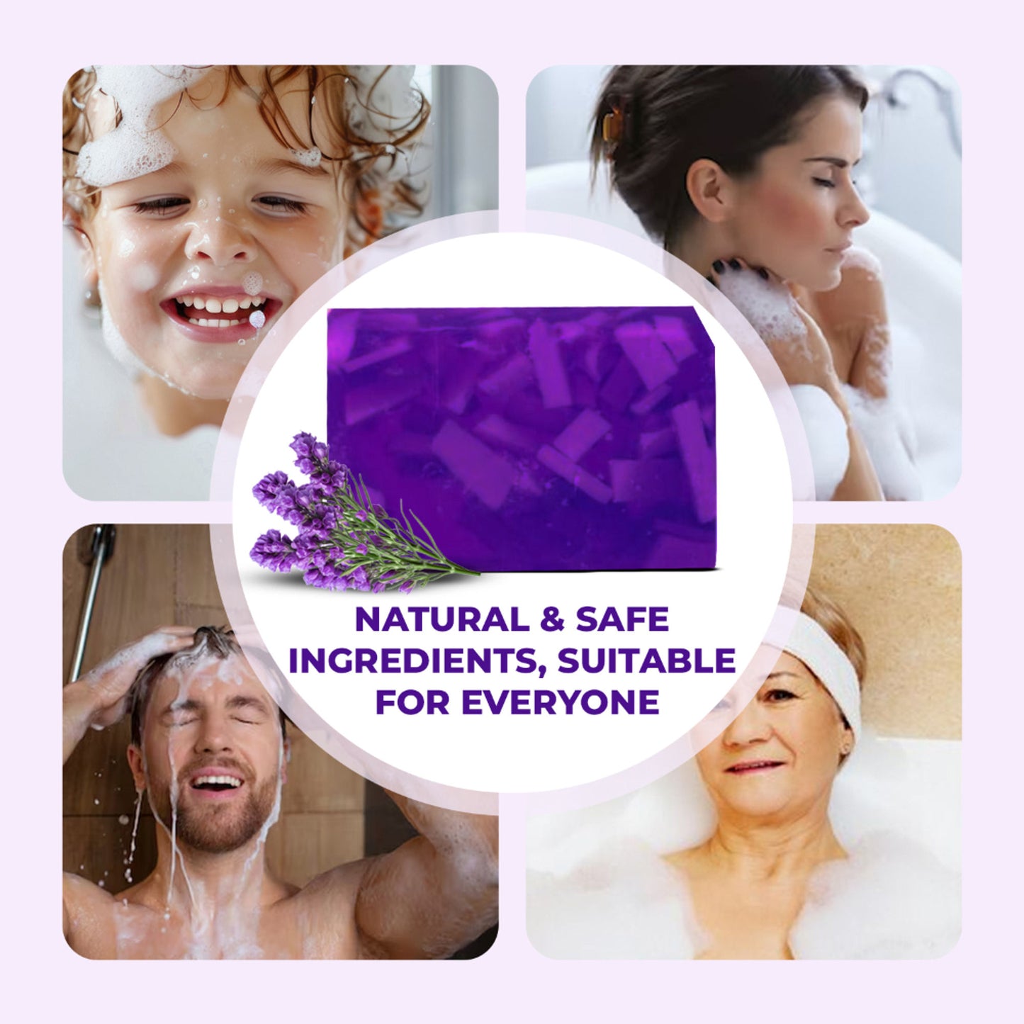 Passion Indulge Natural Handmade Bath Bar Soap - Lavender (Pack of 3)