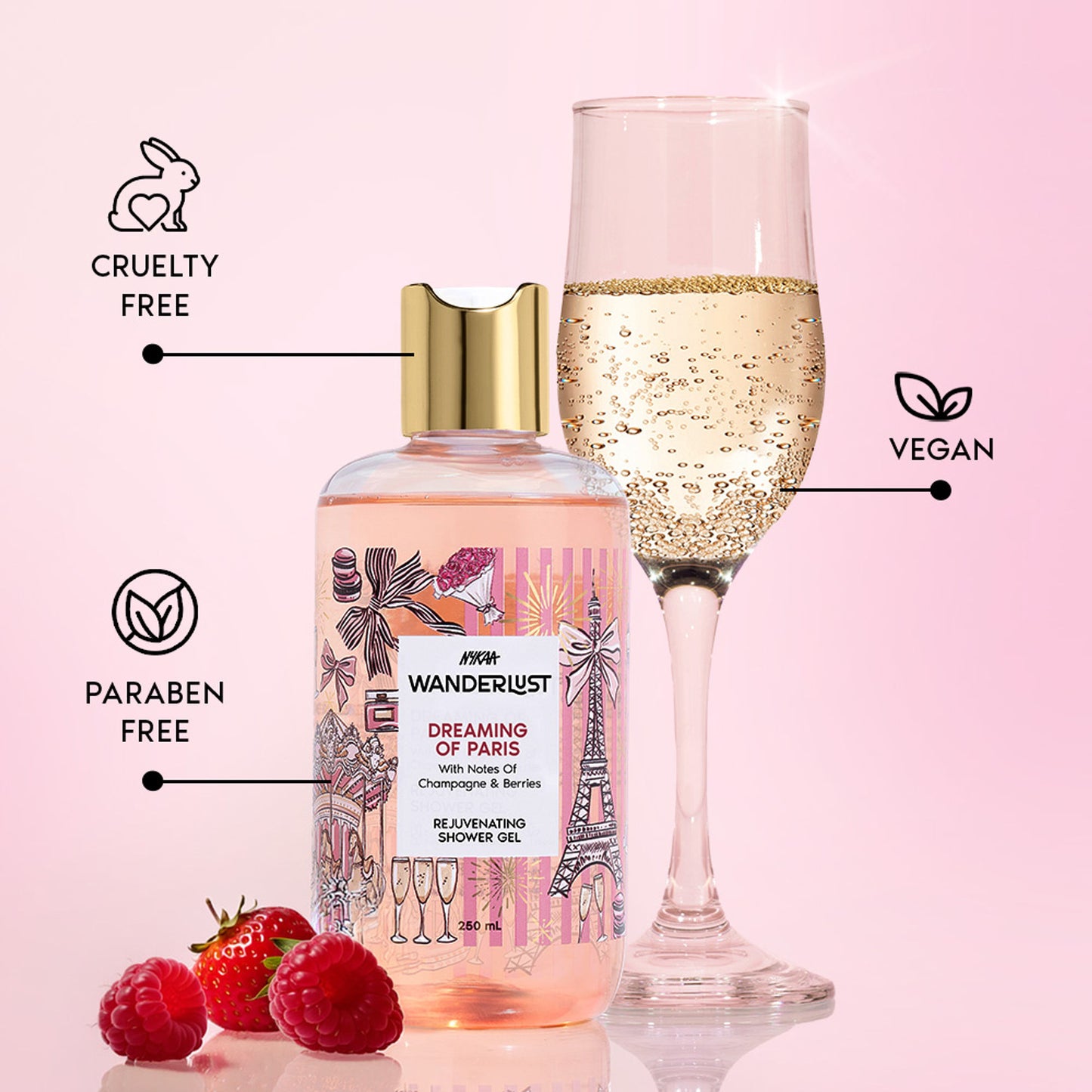 Nykaa Wanderlust Perfume Shower Gel - Hydrating, Brightening & Cleansing - Dreaming-of-Paris