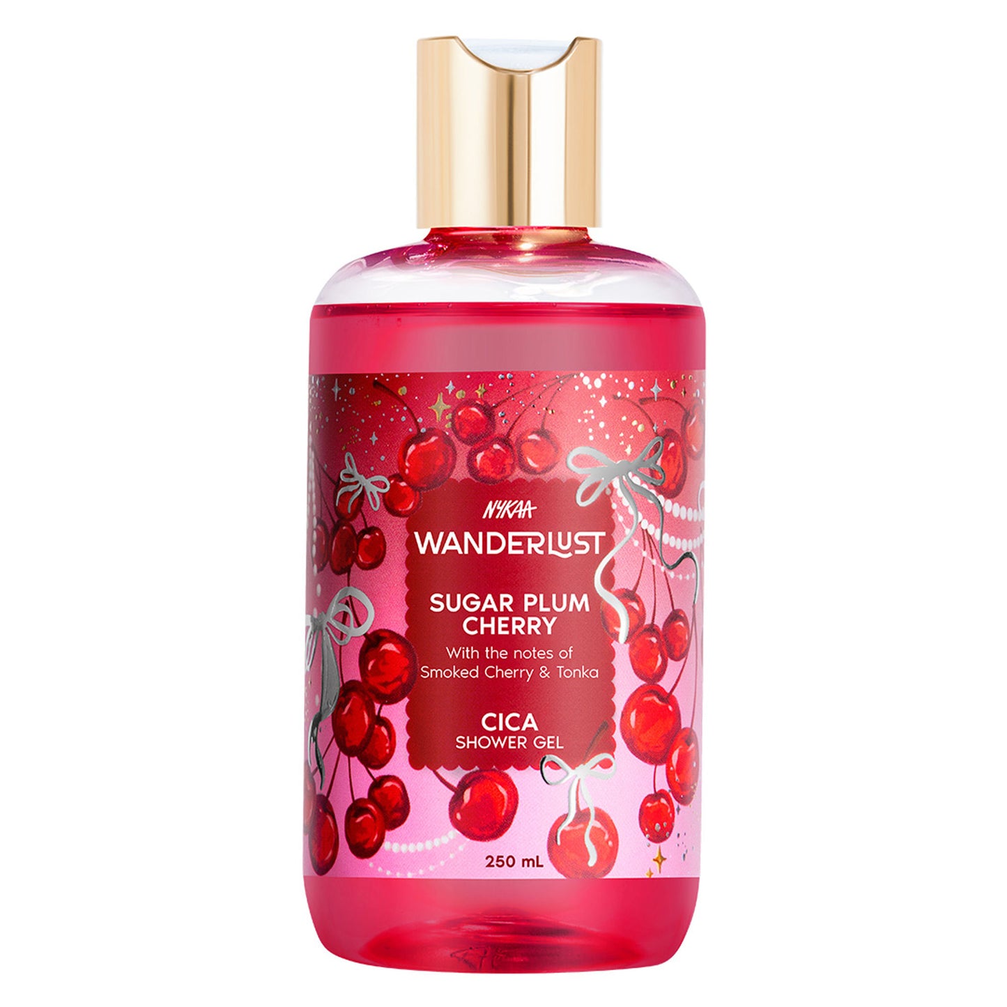 Wanderlust Sugar Plum Cherry Perfume Shower Gel With Cica, Vitamin E (Raspberry, Rose Perfume)
