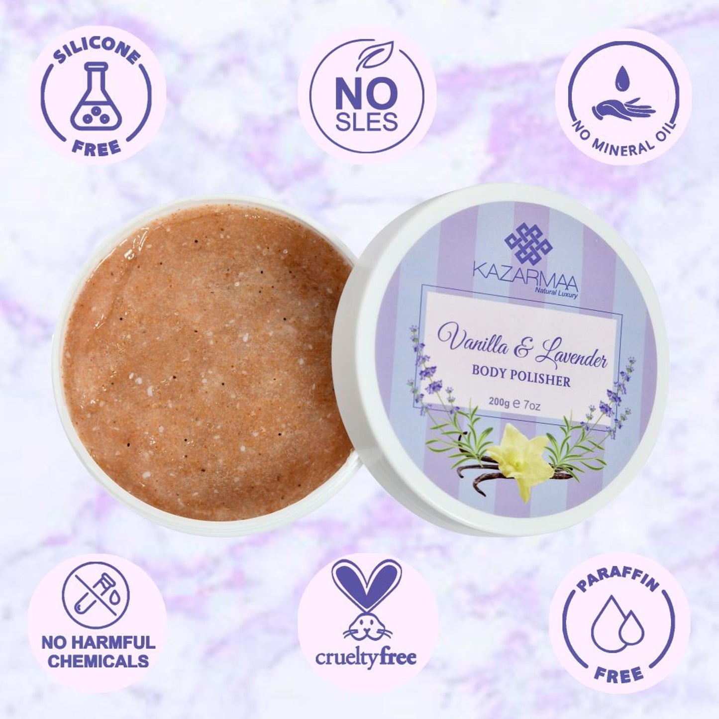 Kazarmaa Vanilla & Lavender Exfoliating Body Polisher With Shea Butter & Vitamin -e