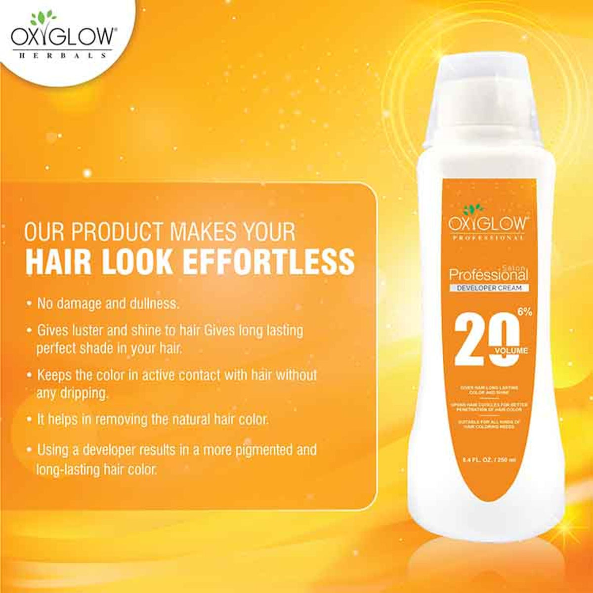 Oxyglow Herbals Professional Hair Color Developer - 20 Volume (6%)