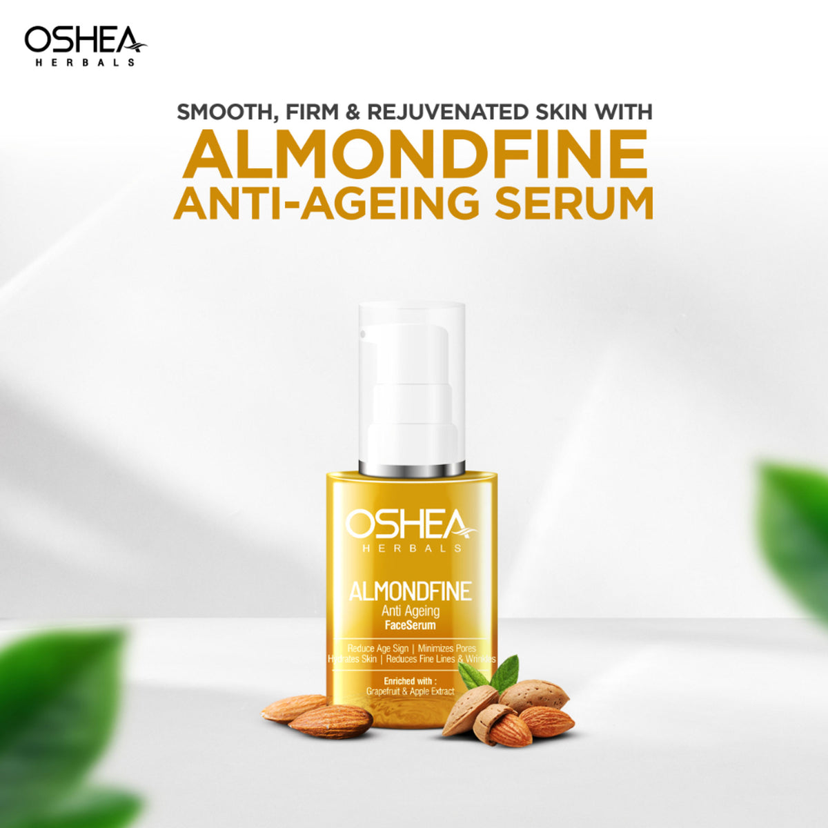 Oshea Herbals Almondfine Face Serum With Grapefruit & Apple Extracts Reduces Wrinkles & Fine Lines