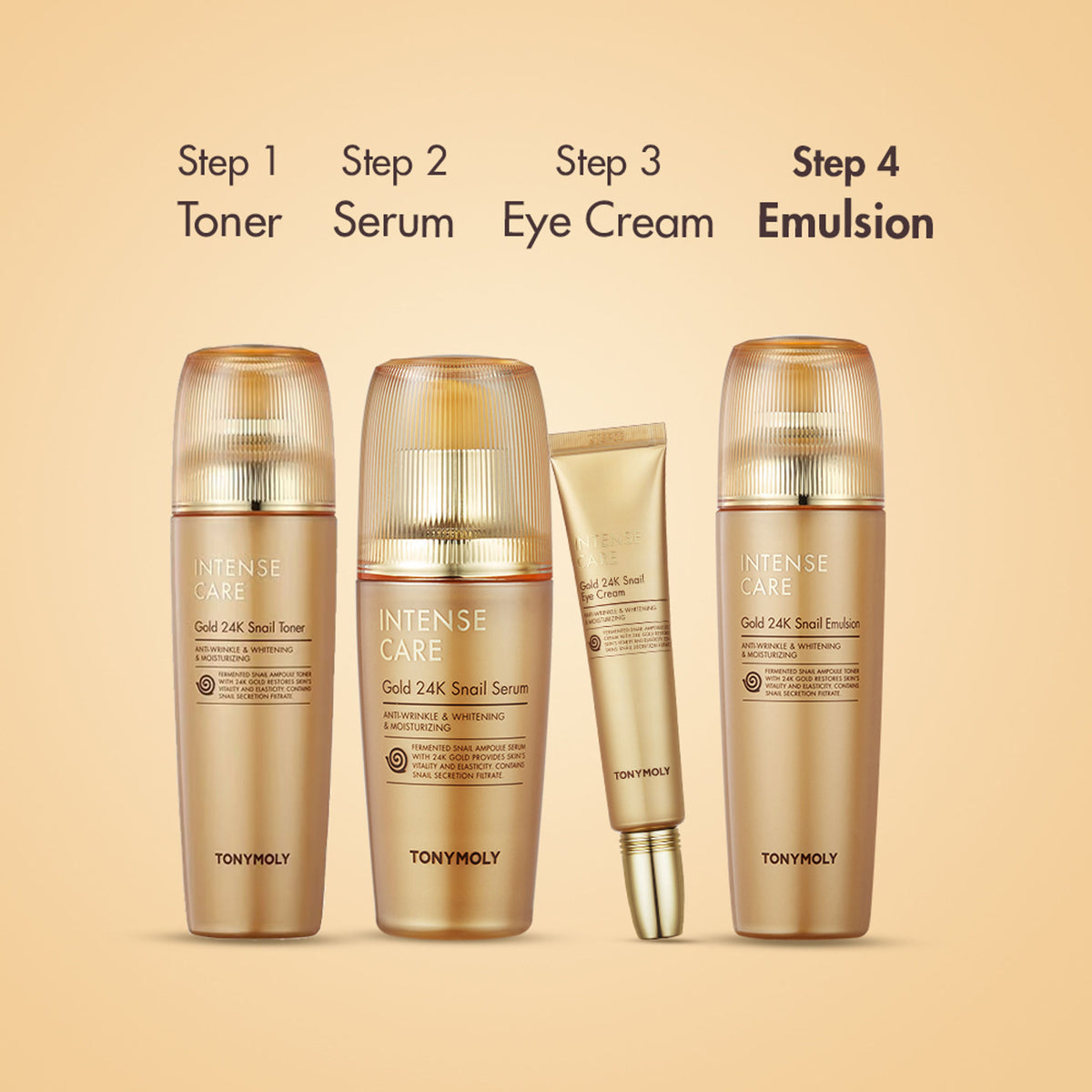 TONYMOLY Korean Intense Care Gold 24K Snail Emulsion to Nourish, Firm & Rejuvenate Dull, Tired Skin