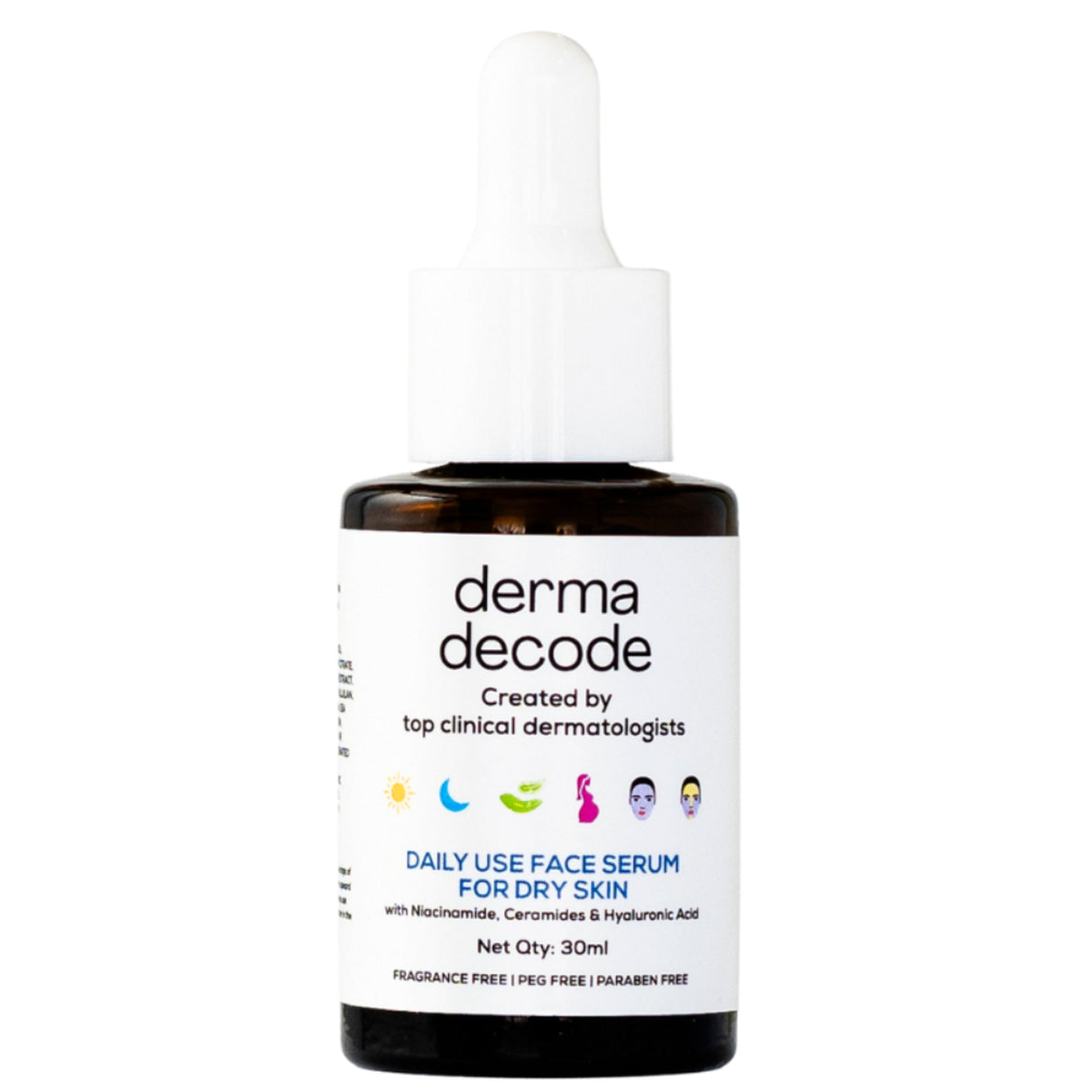 Derma Decode 10% Niacinamide serum with ceramide and hyaluronic acid for dry skin, repairing and hydrating the skin barrier.