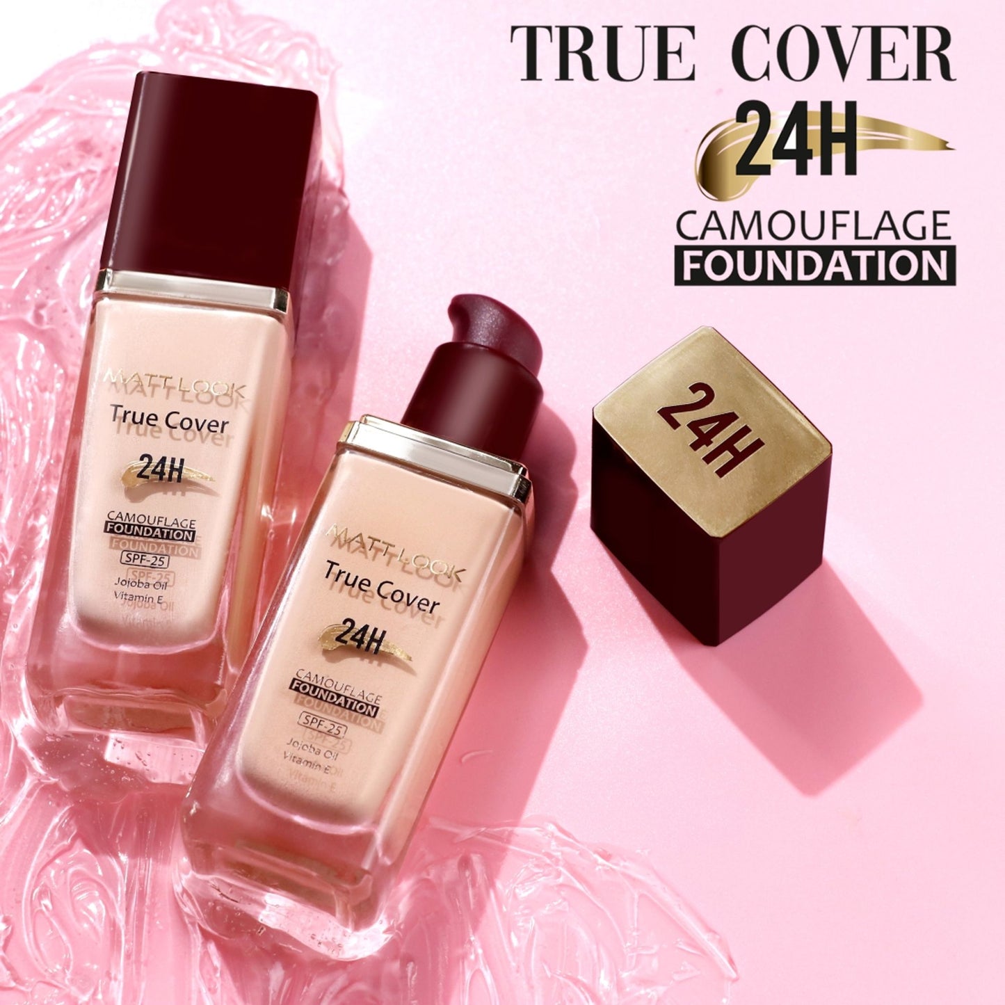 Matt look True Cover Camouflage 24Hrs Long Stay Foundation - Rose Beige