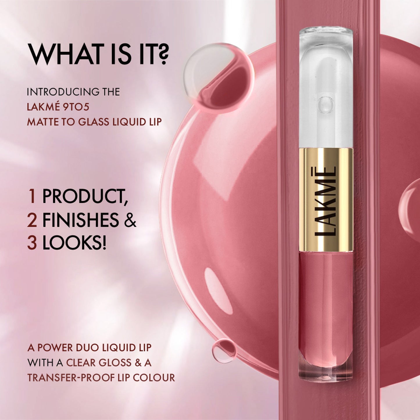 Lakme 9 To 5 Matte To Glass Liquid Lip - Rose