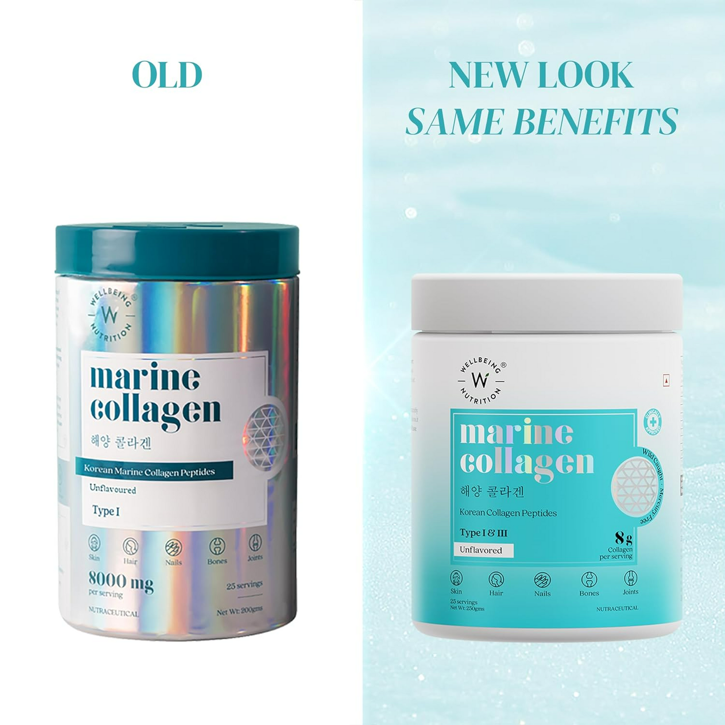 Wellbeing Nutrition Pure Korean Marine Collagen Powder - Unflavoured For Skin, Hair, Nails, Bone & Joint - Indyancart