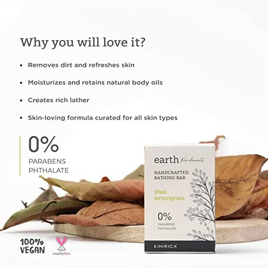 Kimirica Earth Shea Lemongrass Bathing Soap Bar - Indyancart