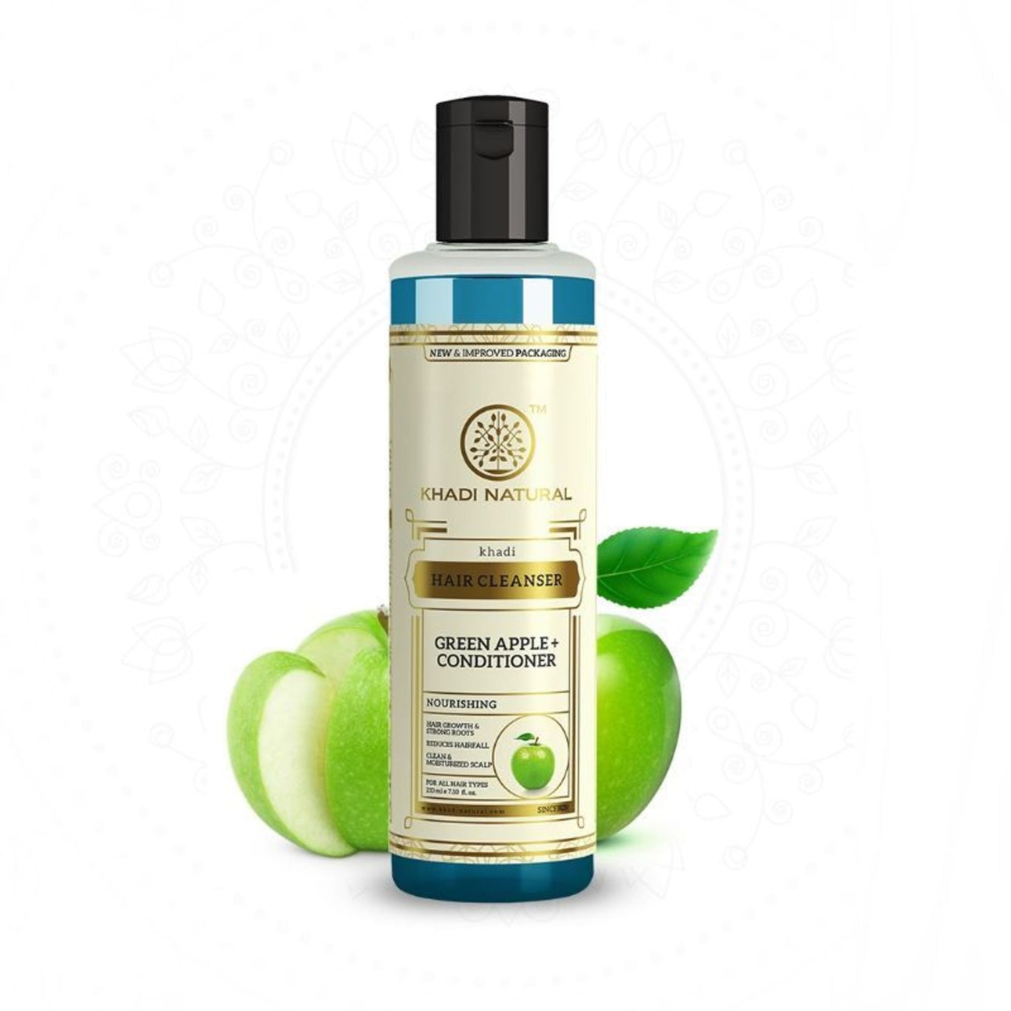 Khadi Natural Green Apple + Conditioner Hair Cleanser (Shampoo) Reduce Hair Fall