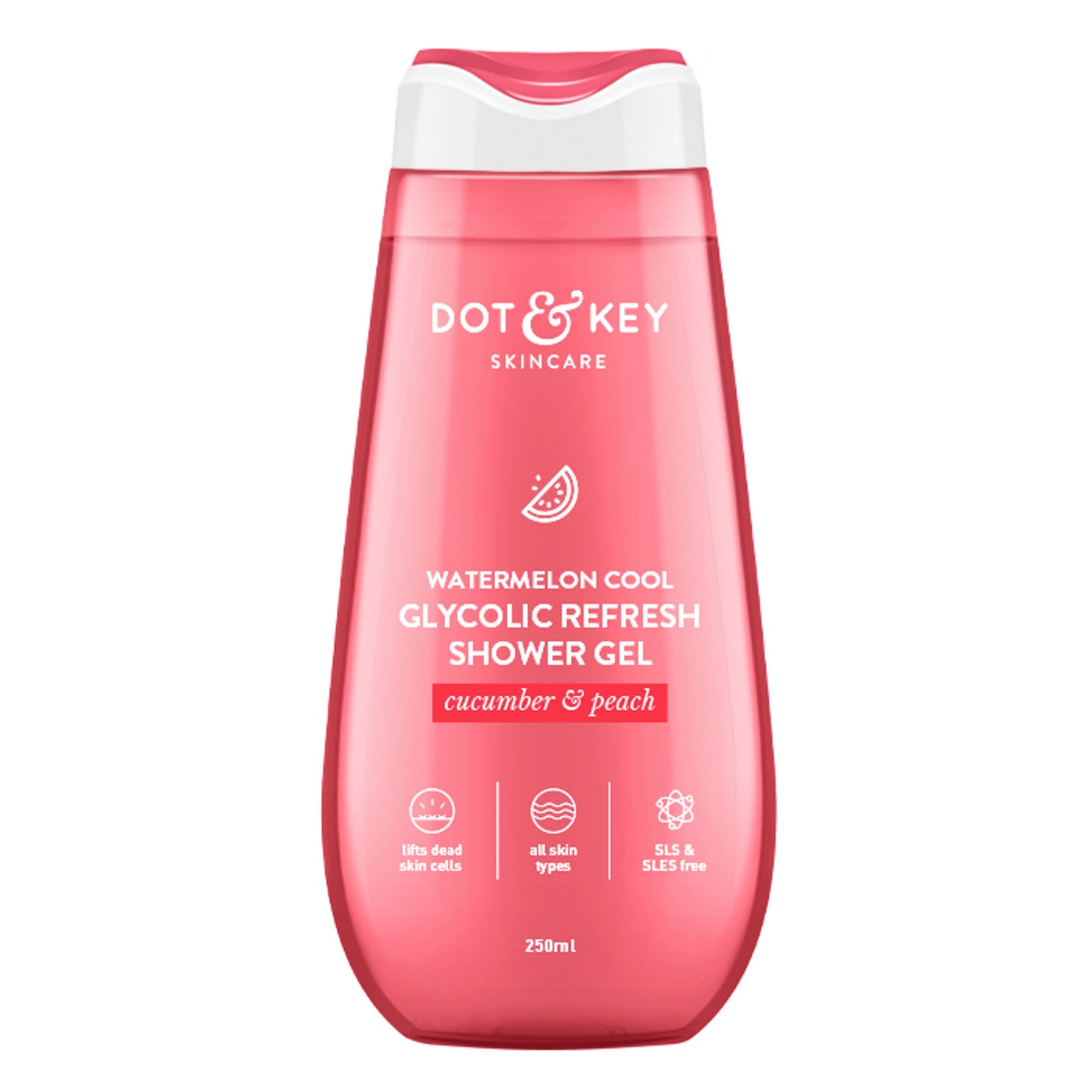 Watermelon Cool Glycolic Refresh Shower Gel, With Peach & Cucumber, Gently Exfoliates Skin