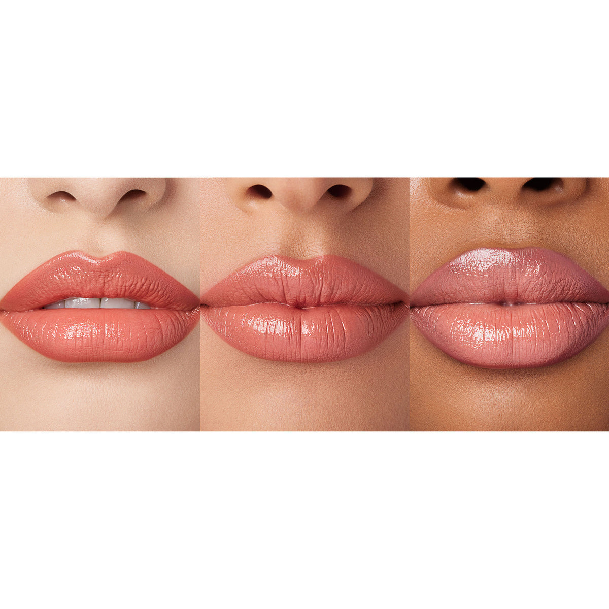 Anastasia Beverly Hills Satin Lipstick in Peach Amber, showing the sleek lipstick tube and the warm peach shade.