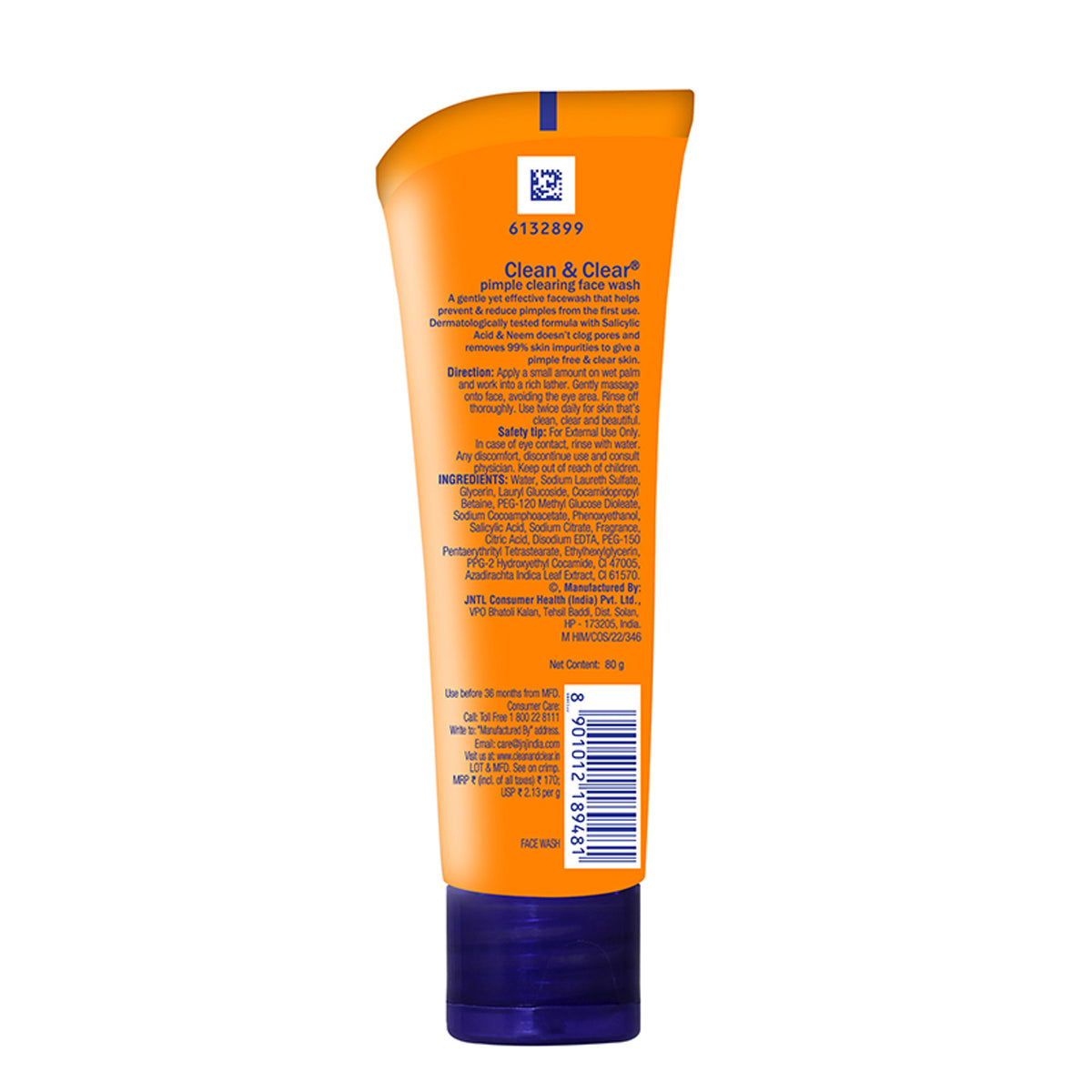 Clean & Clear Pimple Clearing Face Wash with Neem & Salicylic Acid for Oily and Acne-Prone Skin