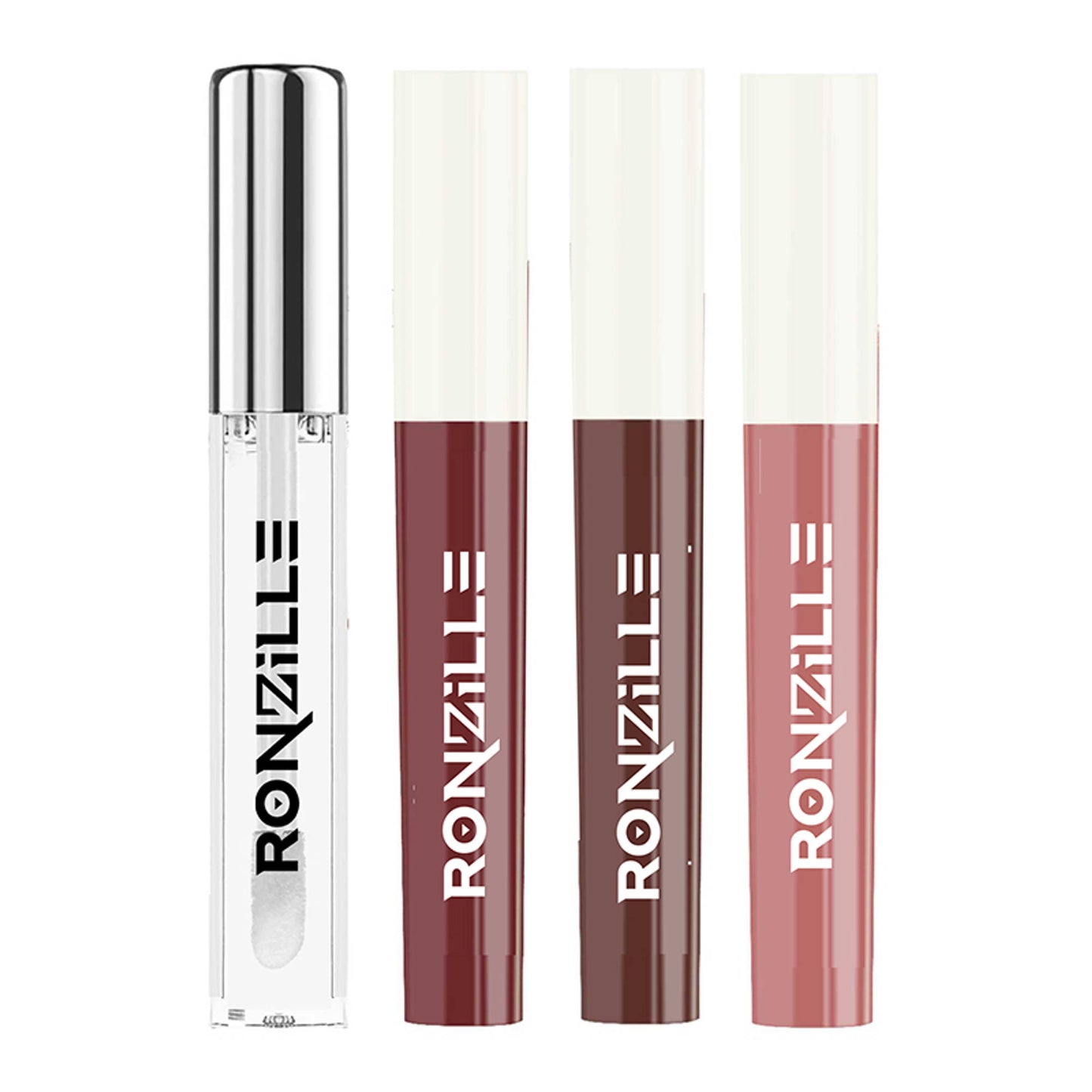 Ronzille Non Transfer Matte Liquid Lipstick Plus Lip Gloss - Nudes And Browns Pack Of 4