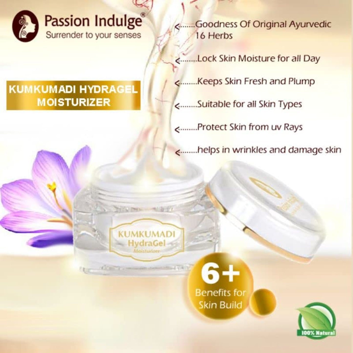 Passion Indulge Kumkumadi Natural Hydragel Moisturizer Spf 15