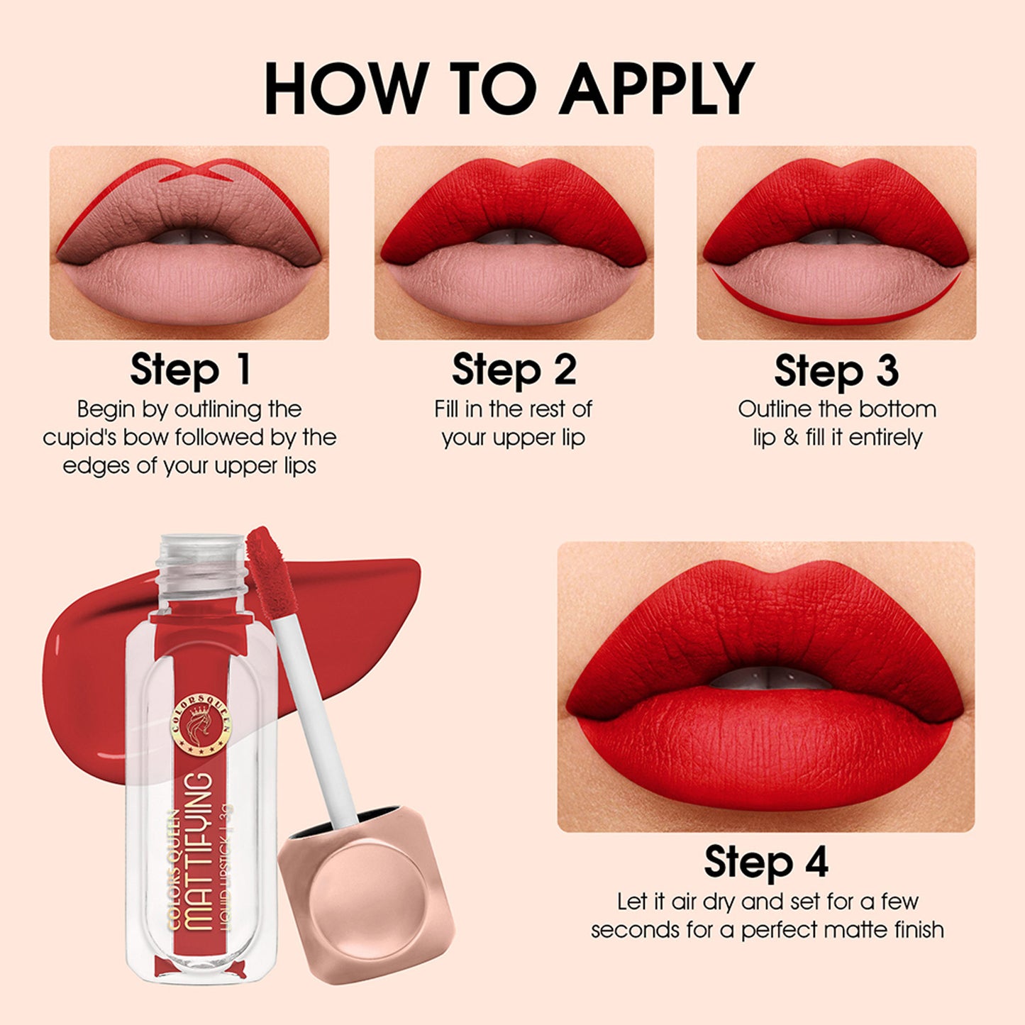 Colors Queen Mattifying Matte Liquid Lipstick - Pack of 2 - 18 Rosy Sunday 05 Rose Wood