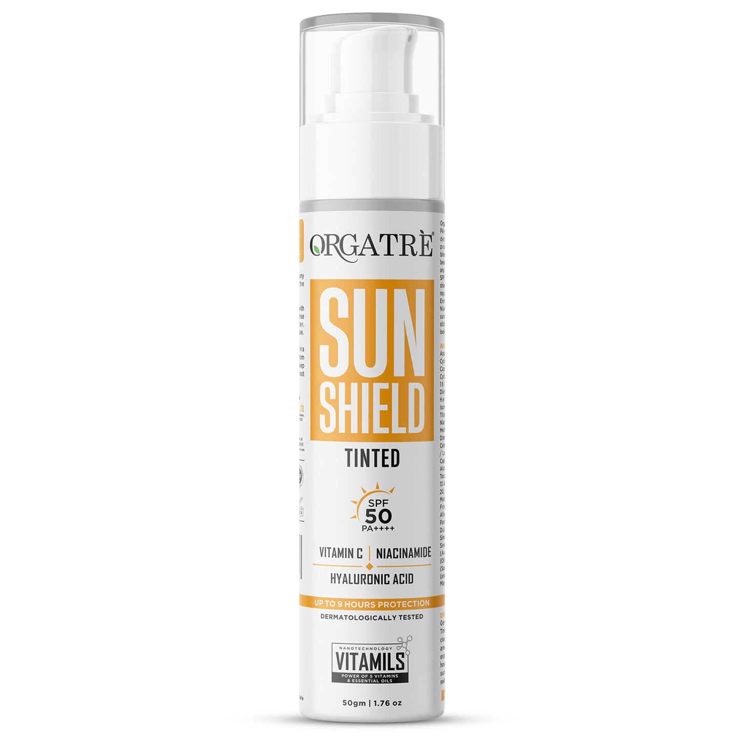 Orgatre Tinted Sunscreen SPF 50 PA, Niacinamide & Vitamin C Waterproof & Lightweight Matte Finish