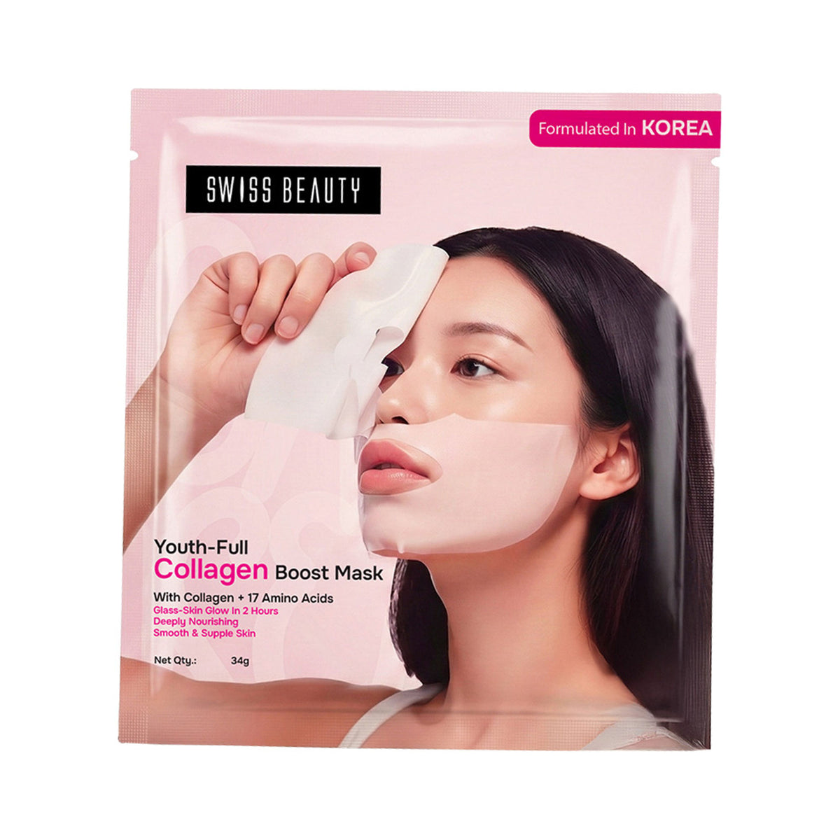 Swiss Beauty Care Youth-Full Collagen Boost Mask,Glass-Skin In 2 Hours With Collagen 17 Amino Acids