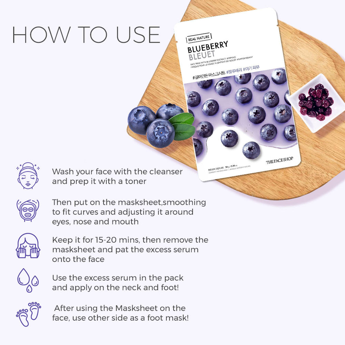 The Face Shop Real Nature Face Mask - Blueberry