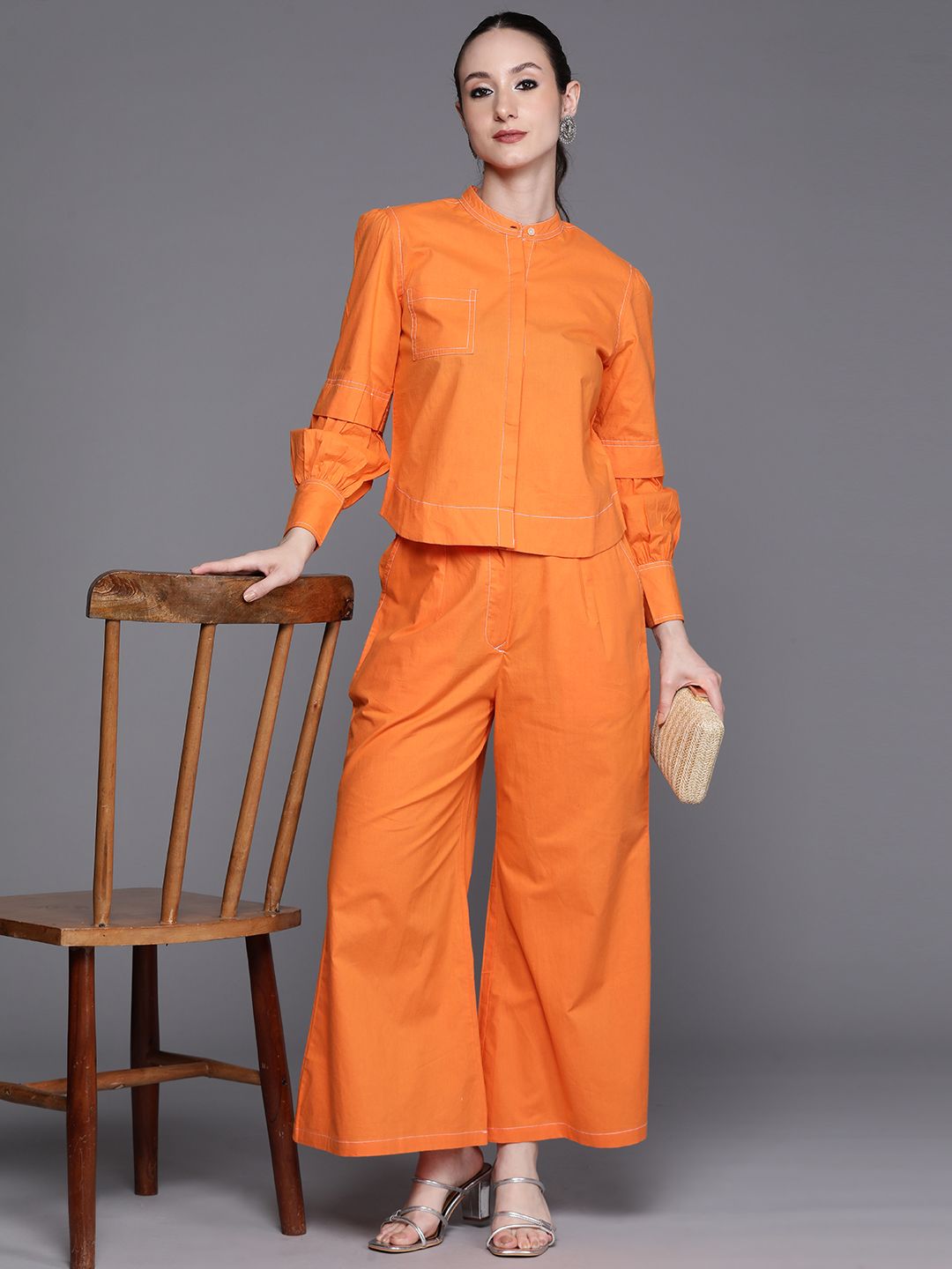Indyancart IE Regular Kantha Work Pure Cotton Shirt With Trousers