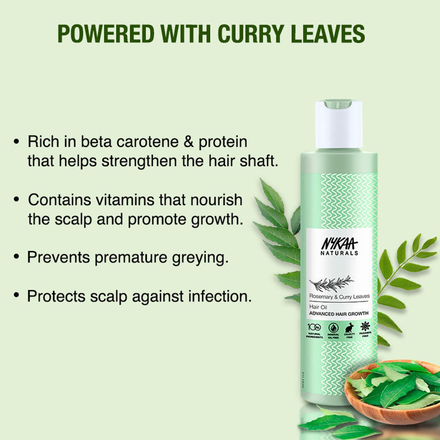 Nykaa Naturals Hair Oil for Advanced Hair Growth - Rosemary And Curry Leaves