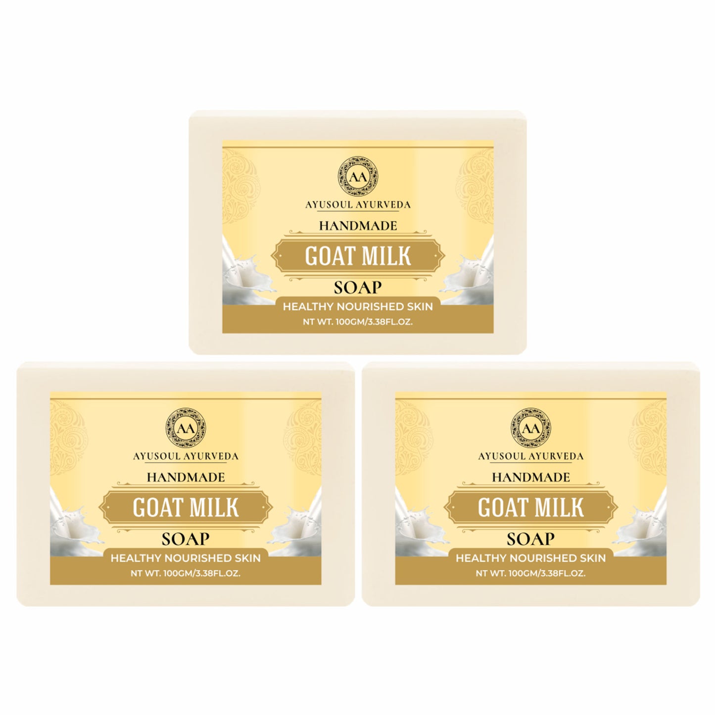 Ayusoul Ayurveda Handmade Goat Milk Bath Soap (Pack of 3)
