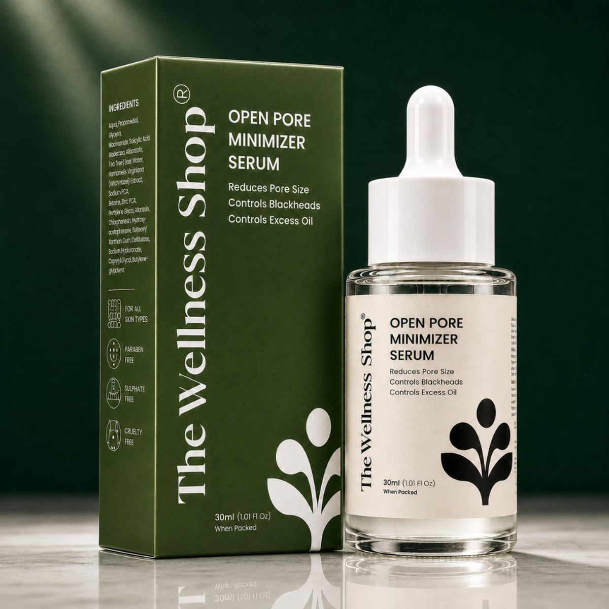 The Wellness Shop Open Pore Minimizer Face Serum for Oily & Acne Prone Skin, Reduce Dark Spot