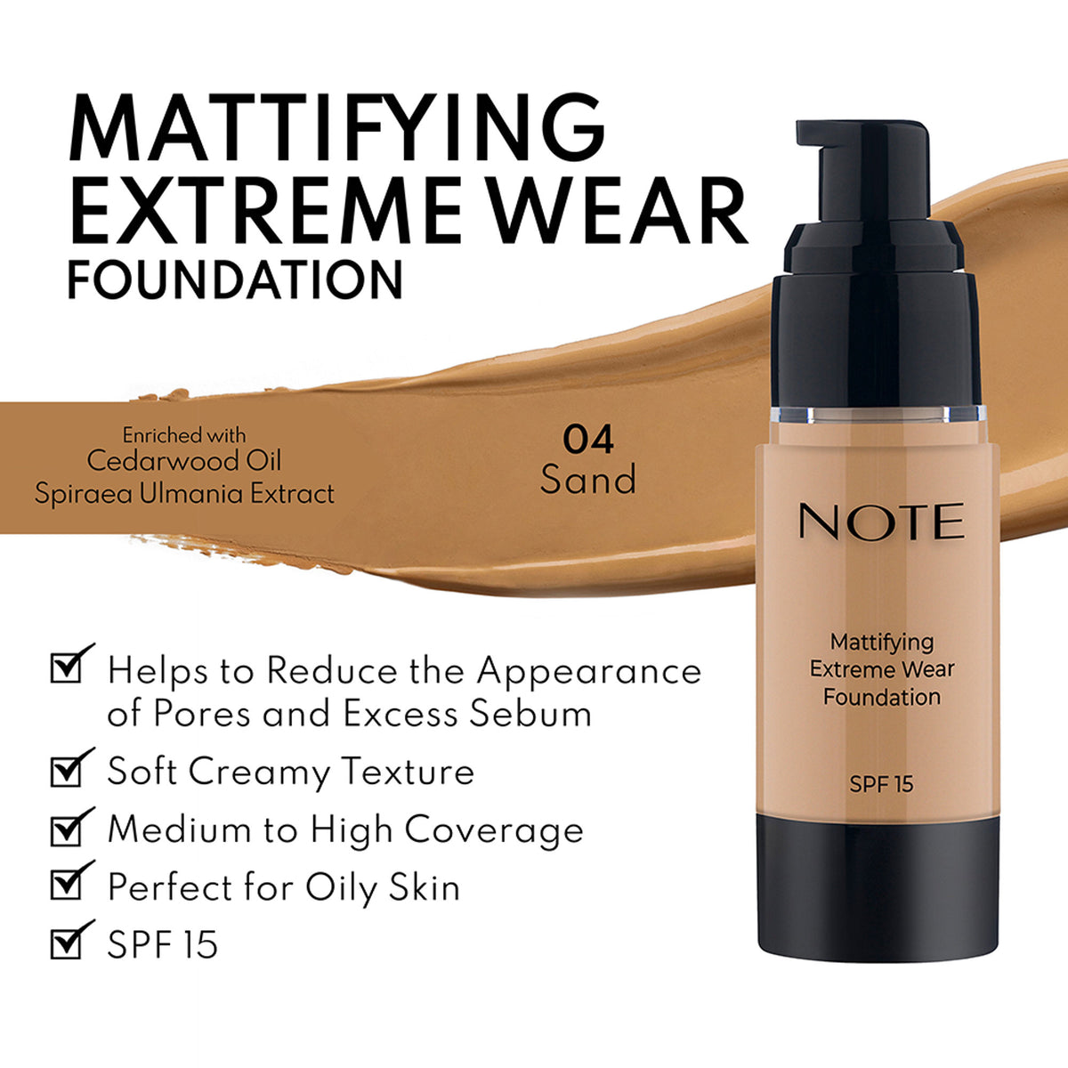 Note Cosmetique Mattifying Extreme Wear Foundation - 04 Sand