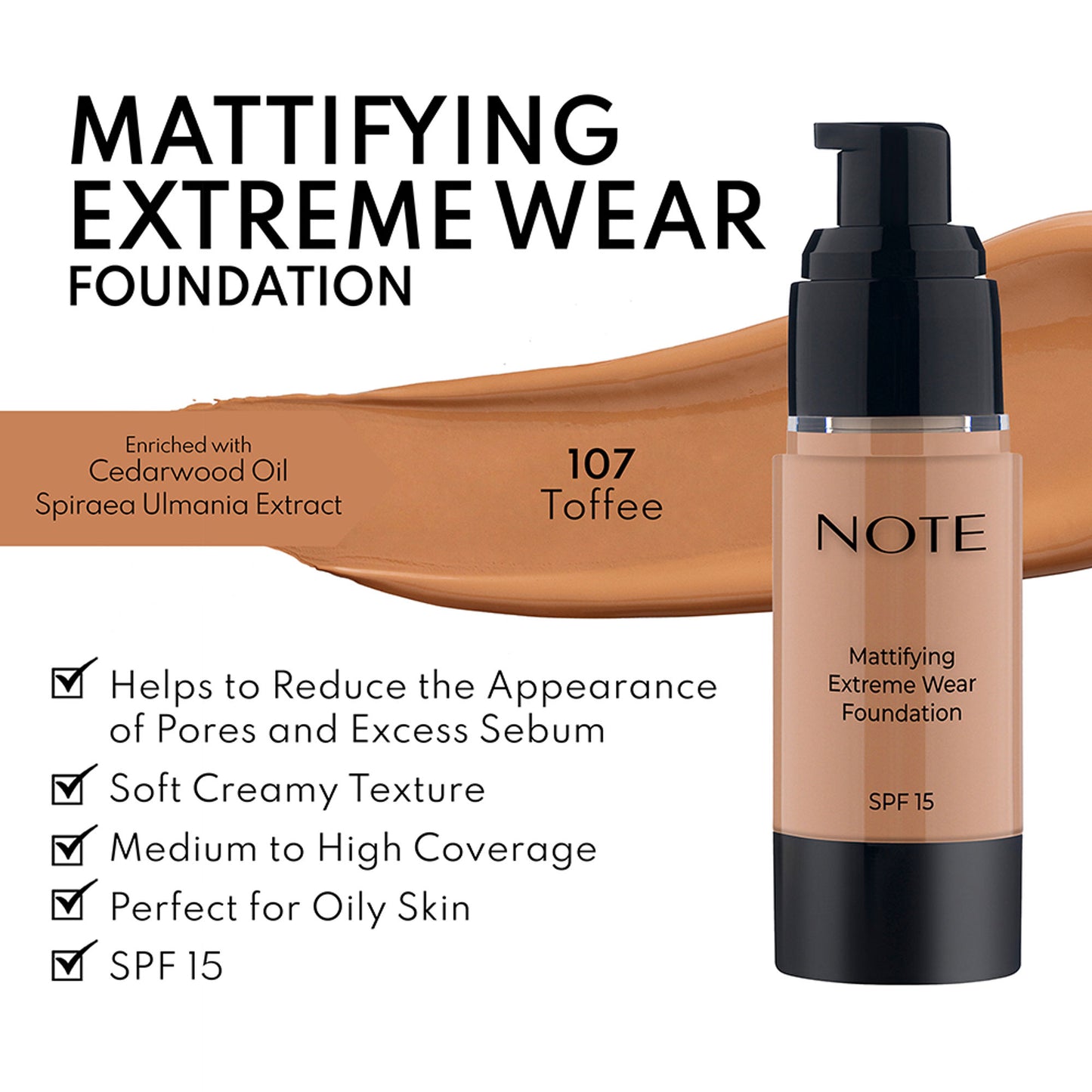 Note Cosmetique Mattifying Extreme Wear Foundation - 107 Toffee