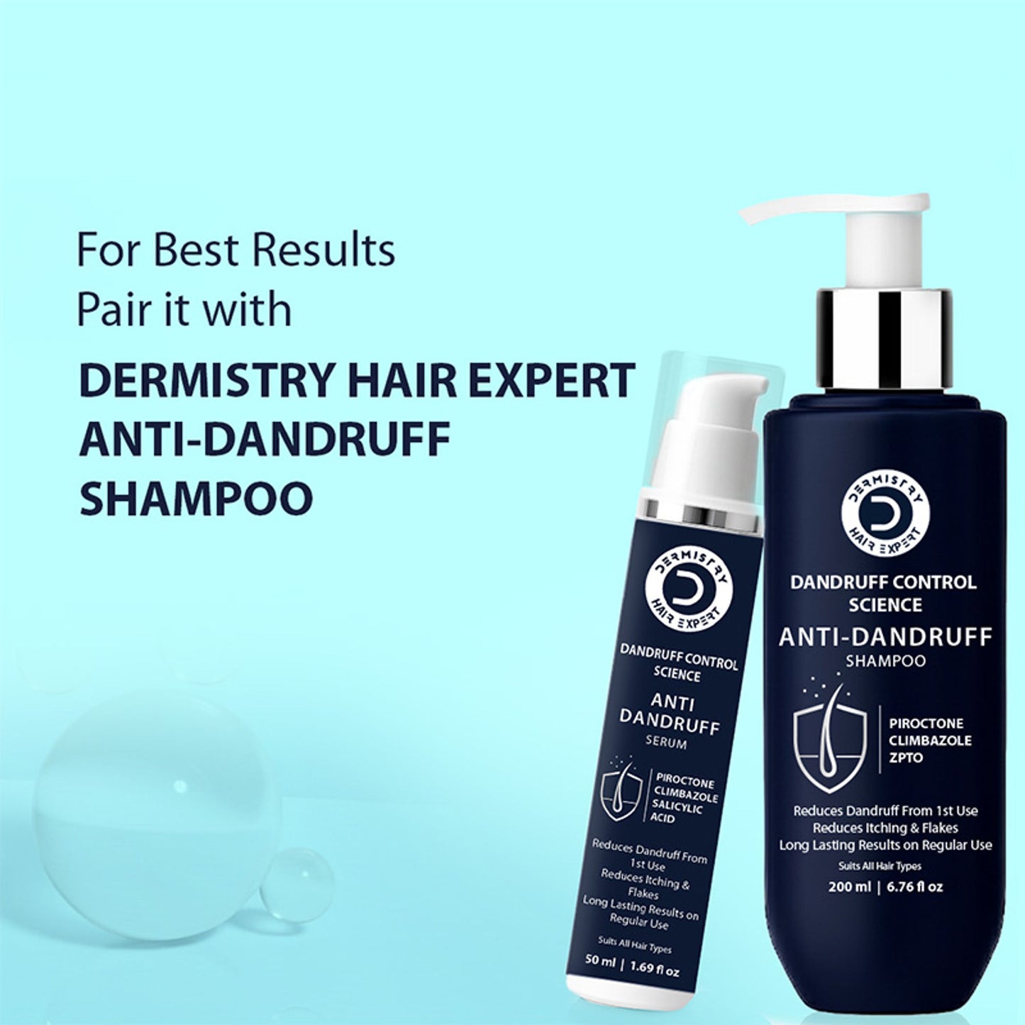 DERMISTRY Anti Dandruff Hair Serum Piroctone Climbazole Salicylic Acid For Flakes Dry Itchy Scalp